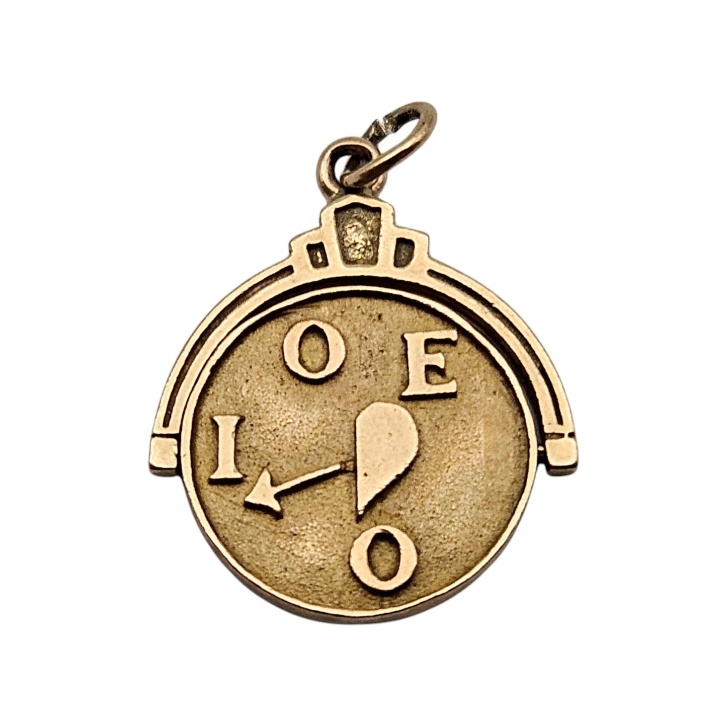 Unusual 9ct 375 Yellow Gold "I Love You" Spinning Charm 1960 L 1.8 cm 2.7 g.