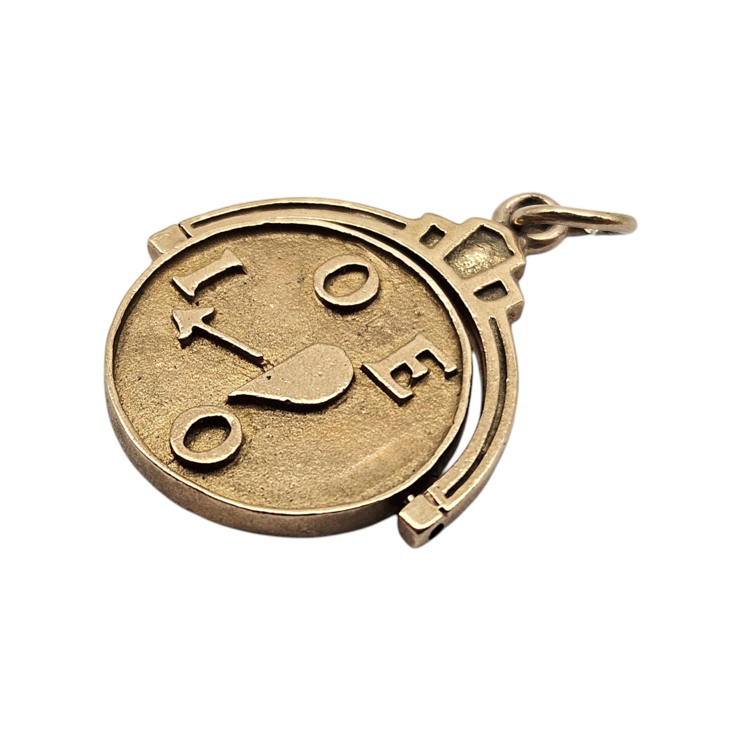 Unusual 9ct 375 Yellow Gold "I Love You" Spinning Charm 1960 L 1.8 cm 2.7 g.