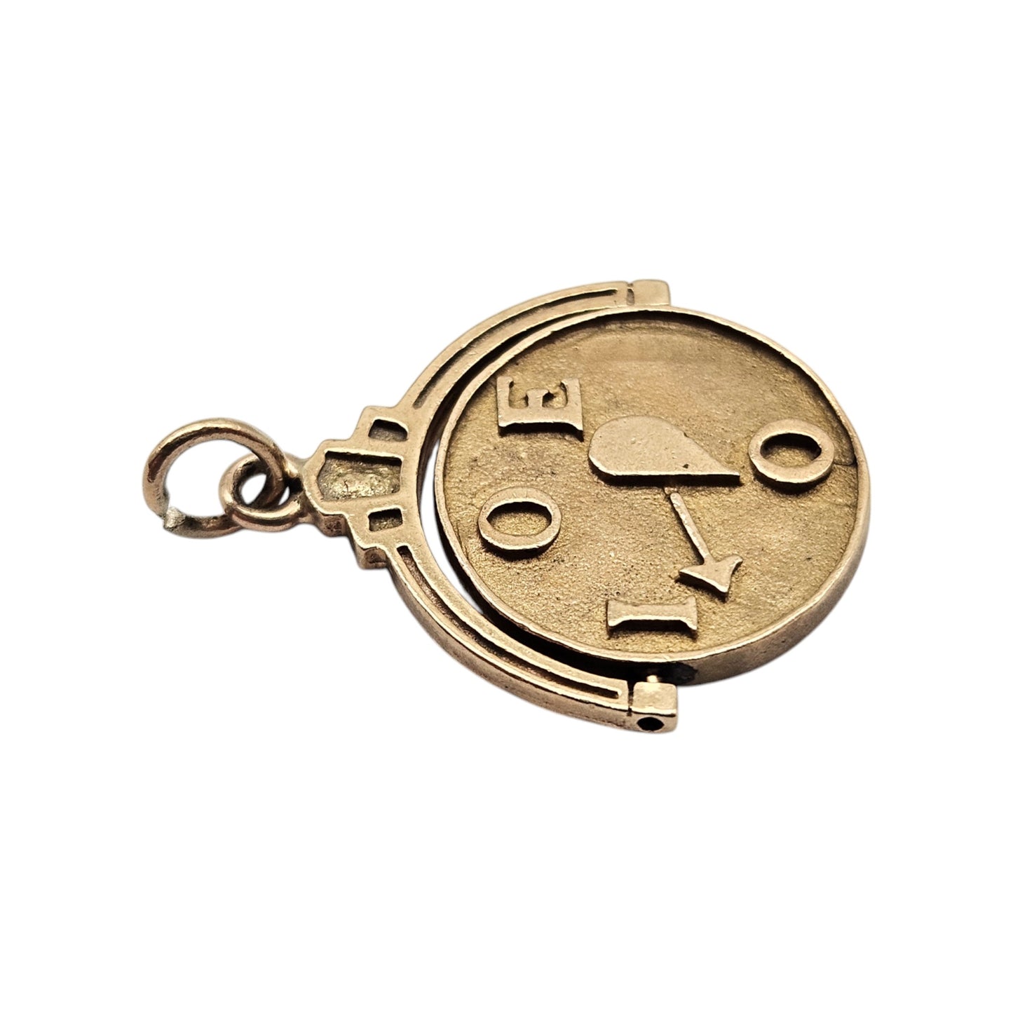 Unusual 9ct 375 Yellow Gold "I Love You" Spinning Charm 1960 L 1.8 cm 2.7 g.