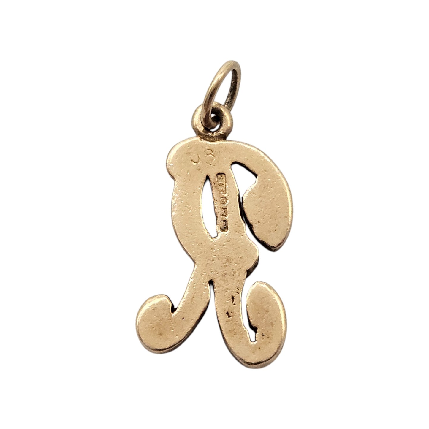 Irish 9ct 375 Yellow Gold Initial R Charm c.1966 L 1.5 cm 1.3 g.