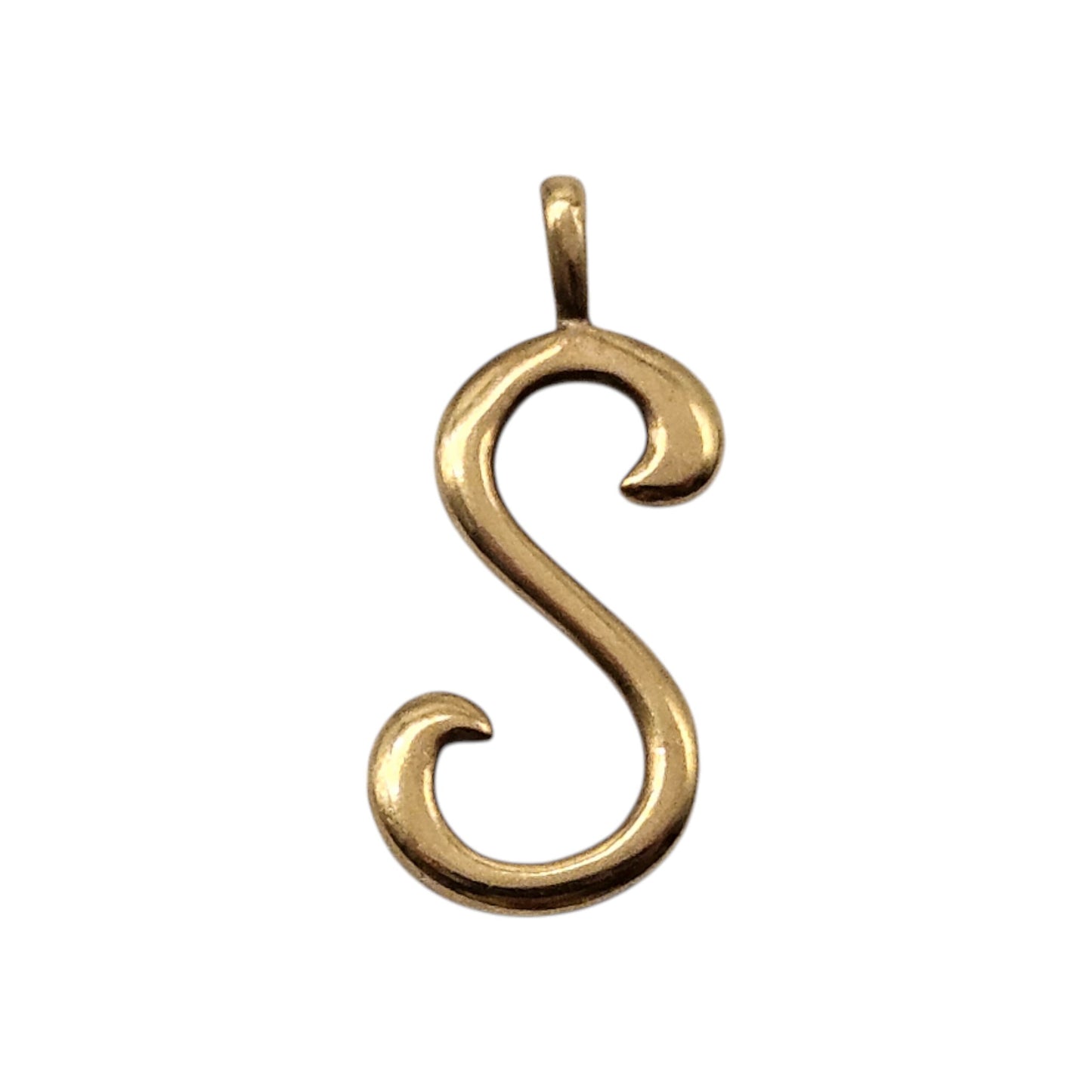 9ct Yellow Gold Intial "S" Letter Pendant L 2.7 cm 1.0 g.