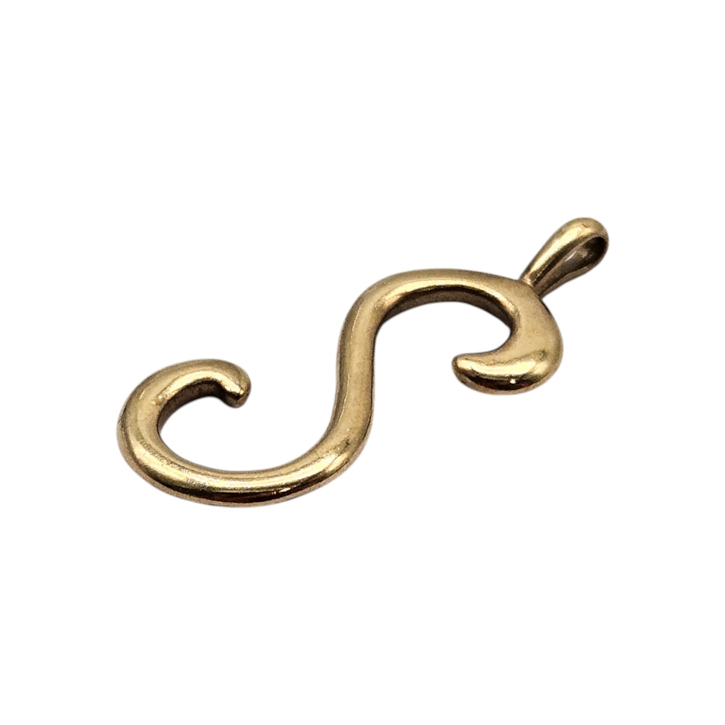 9ct Yellow Gold Intial "S" Letter Pendant L 2.7 cm 1.0 g.
