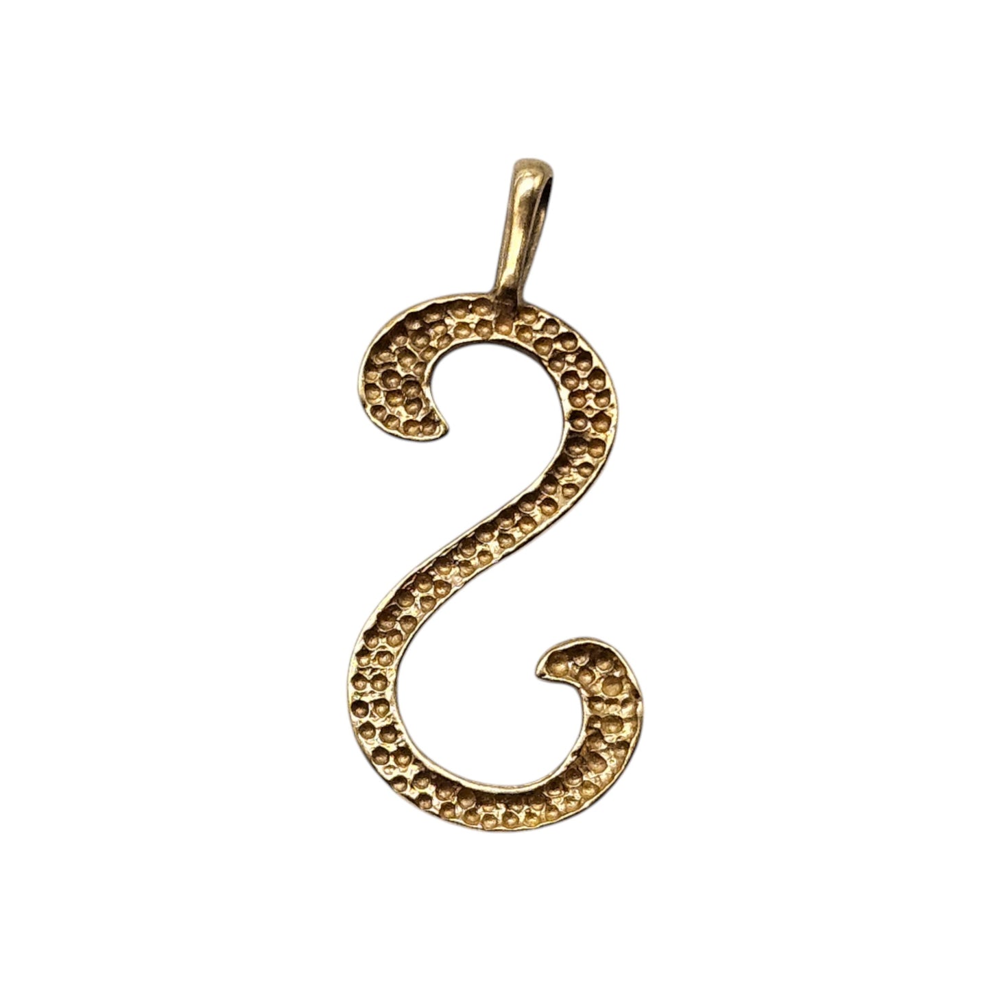 9ct Yellow Gold Intial "S" Letter Pendant L 2.7 cm 1.0 g.