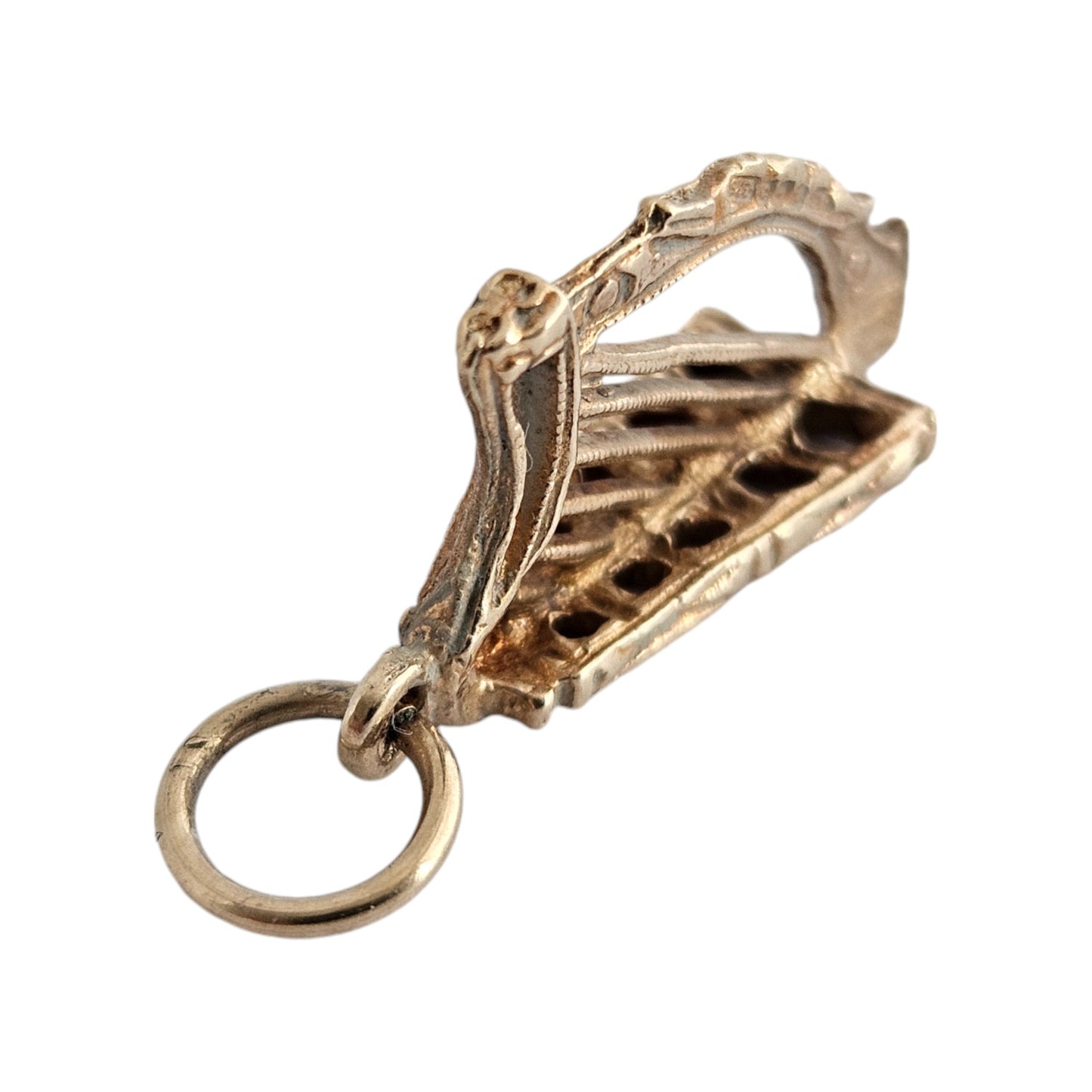 Irish 9ct 375 Yellow Gold Harp Charm c.1960's L 1.9 cm 2.0 g