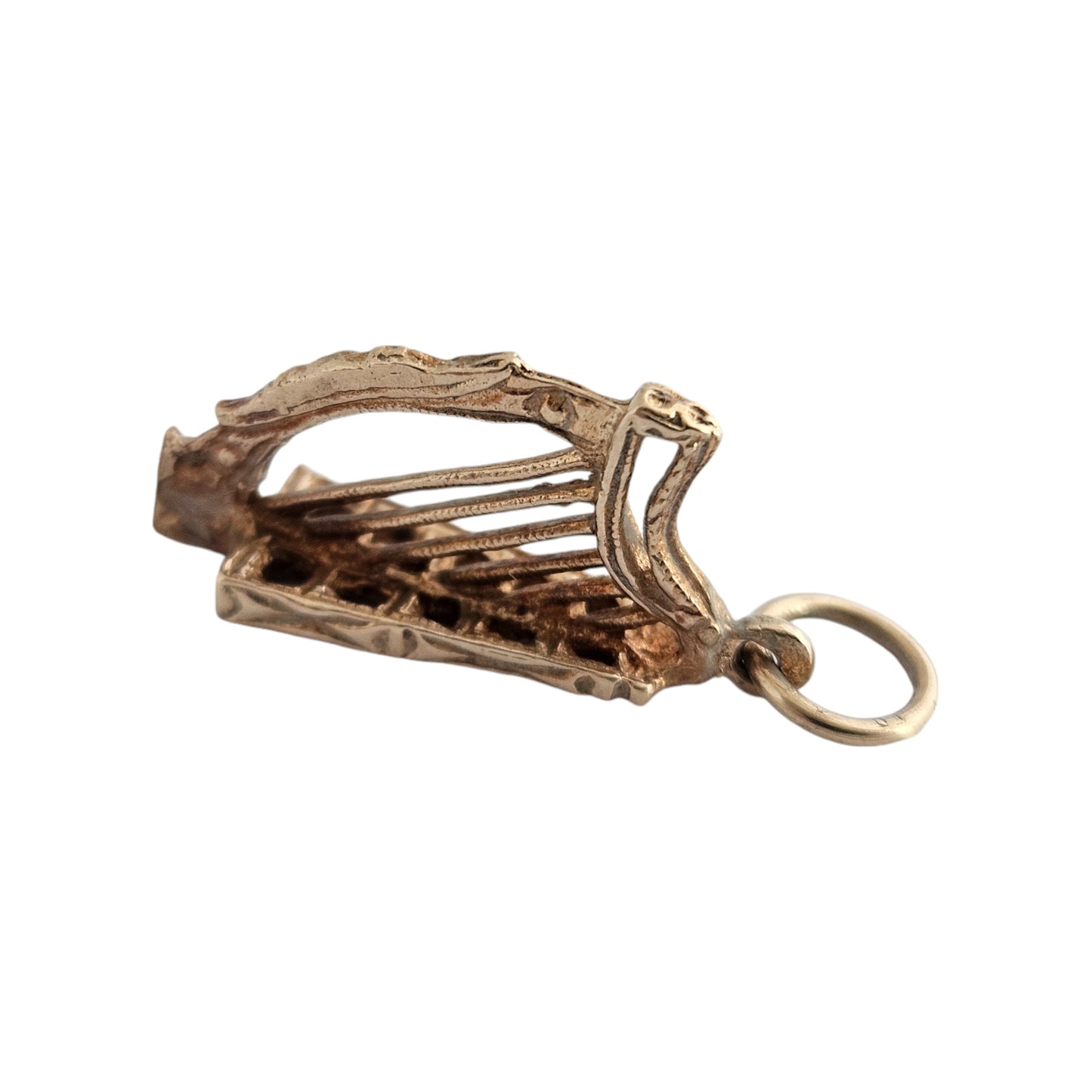 Irish 9ct 375 Yellow Gold Harp Charm c.1960's L 1.9 cm 2.0 g