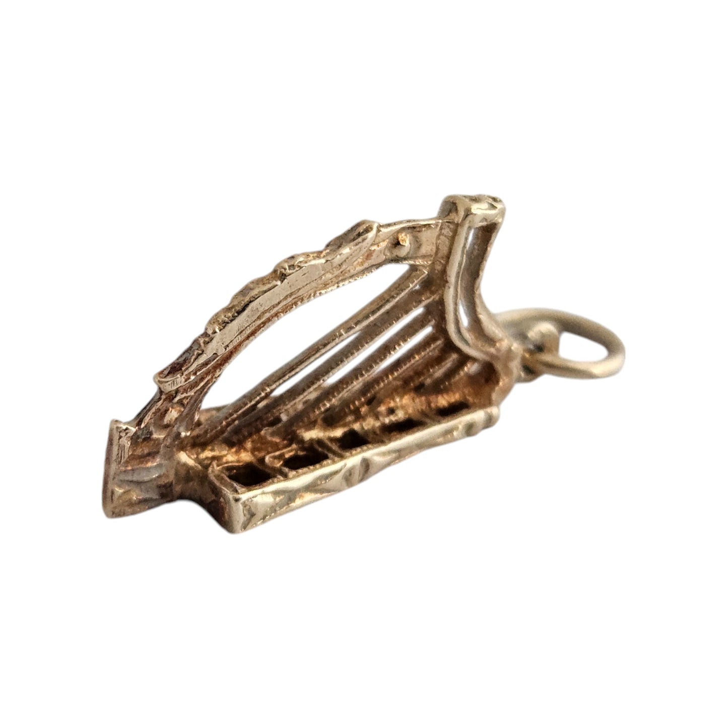 Irish 9ct 375 Yellow Gold Harp Charm c.1960's L 1.9 cm 2.0 g