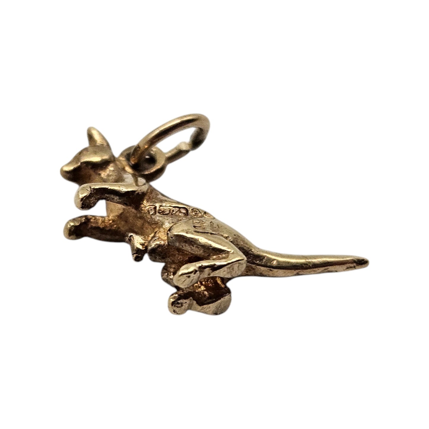 9ct 375 Yellow Gold Kangaroo & Joey Charm 1960 L 1.4 cm 1.1 g.
