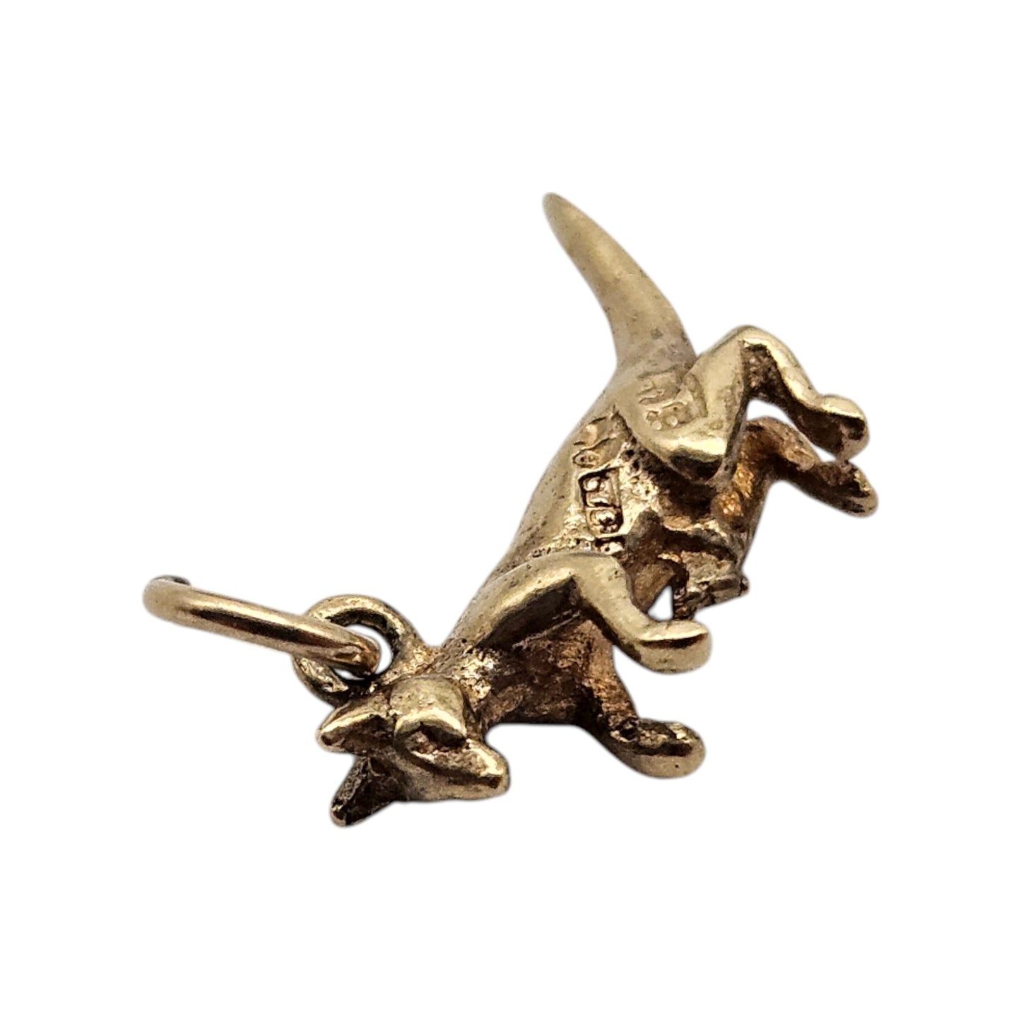 9ct 375 Yellow Gold Kangaroo & Joey Charm 1960 L 1.4 cm 1.1 g.