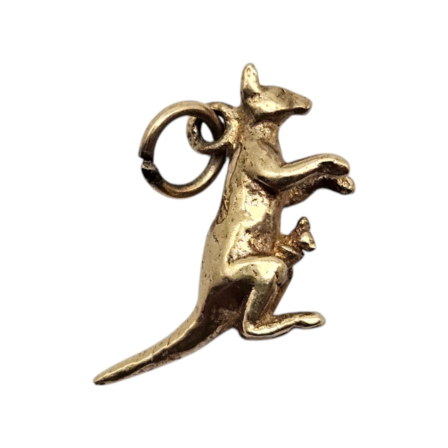 9ct 375 Yellow Gold Kangaroo & Joey Charm 1960 L 1.4 cm 1.1 g.
