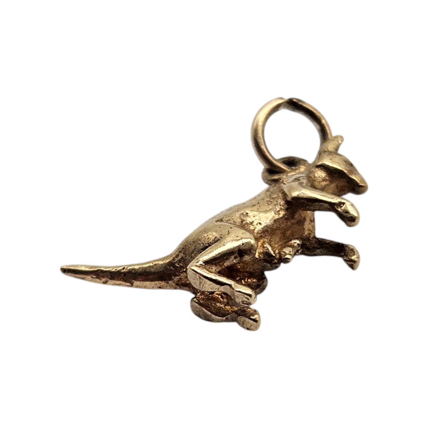 9ct 375 Yellow Gold Kangaroo & Joey Charm 1960 L 1.4 cm 1.1 g.