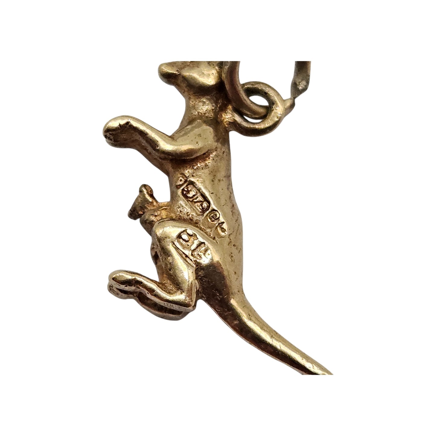 9ct 375 Yellow Gold Kangaroo & Joey Charm 1960 L 1.4 cm 1.1 g.