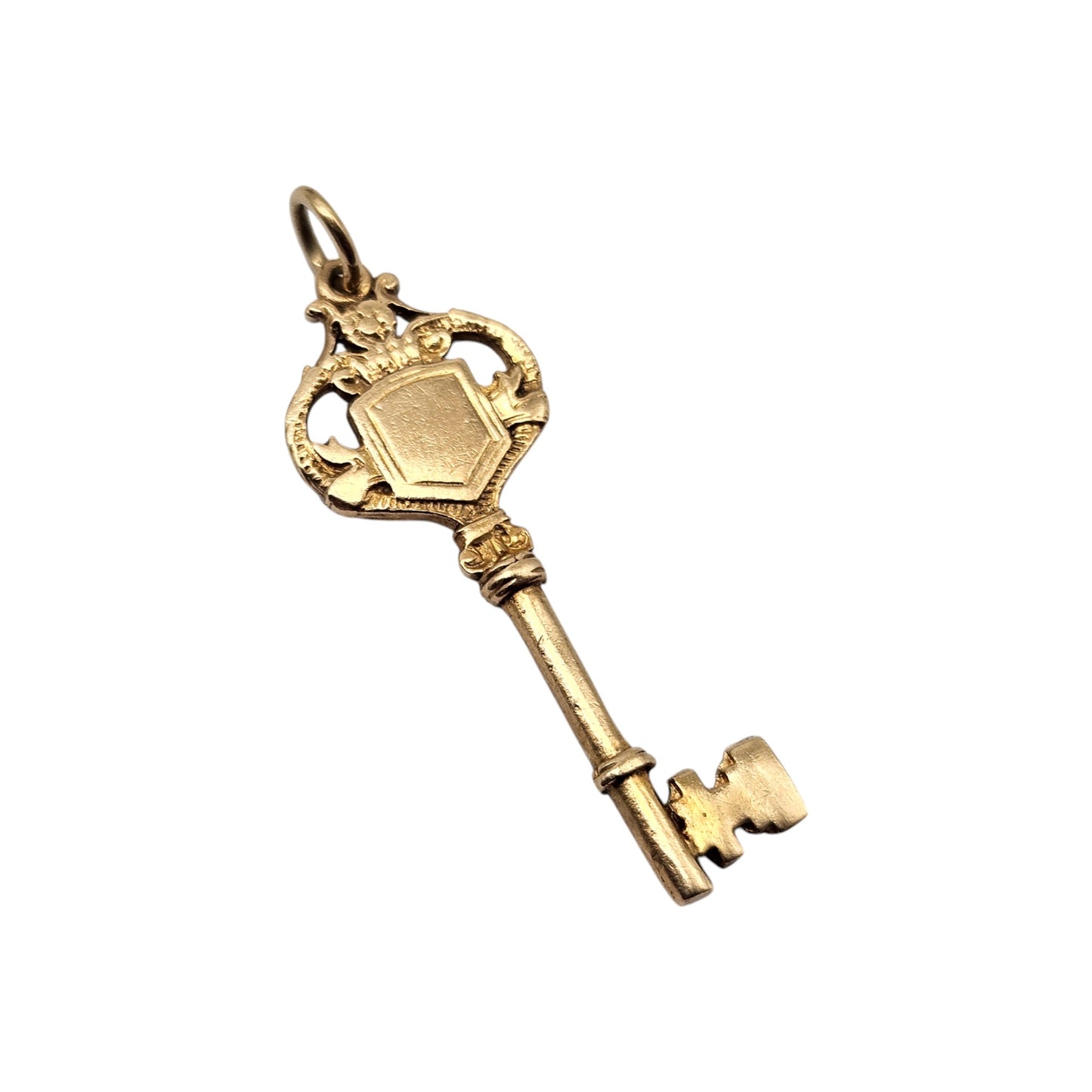 9ct 375 Yellow Gold Key Charm 1970 L 3.2 cm 2.7 g.