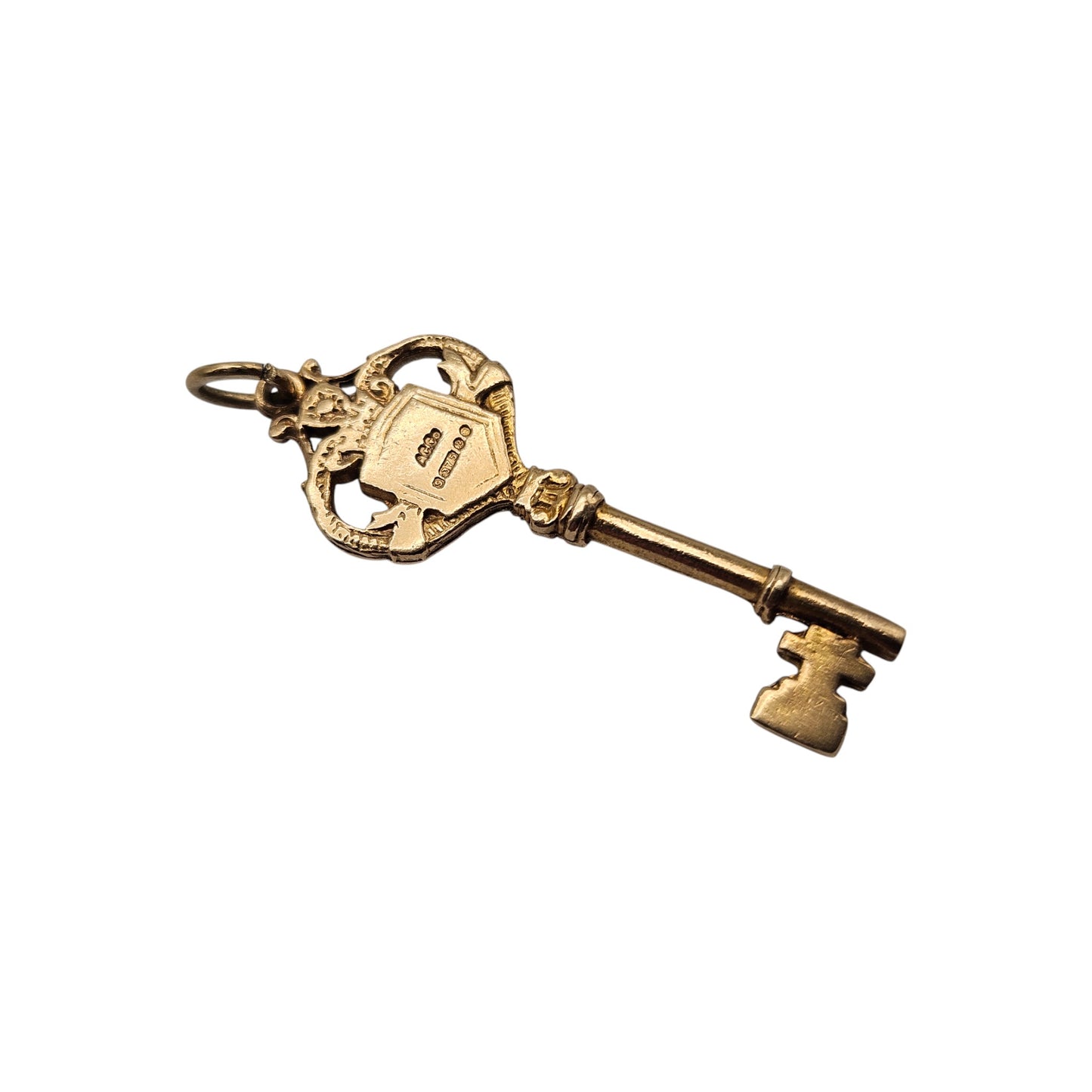 9ct 375 Yellow Gold Key Charm 1970 L 3.2 cm 2.7 g.