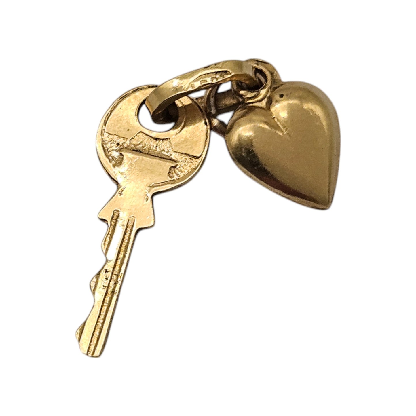 18ct 750 Yellow Gold Key & Heart Charm L 1.7 cm 1.2 g.