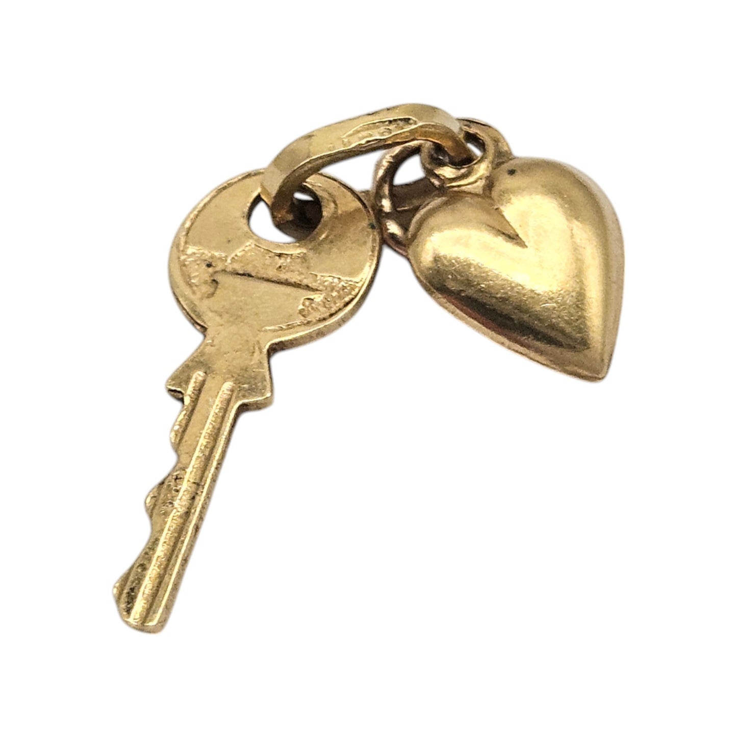 18ct 750 Yellow Gold Key & Heart Charm L 1.7 cm 1.2 g.