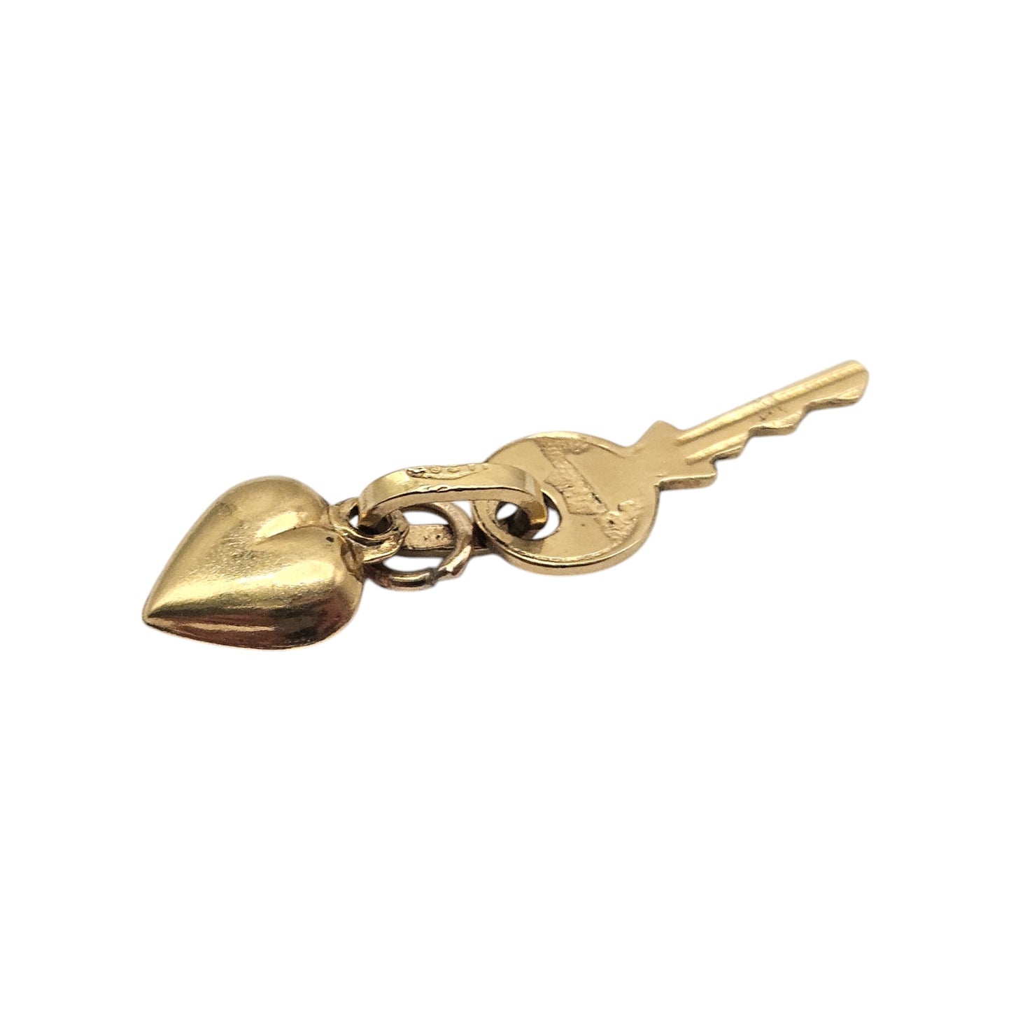 18ct 750 Yellow Gold Key & Heart Charm L 1.7 cm 1.2 g.
