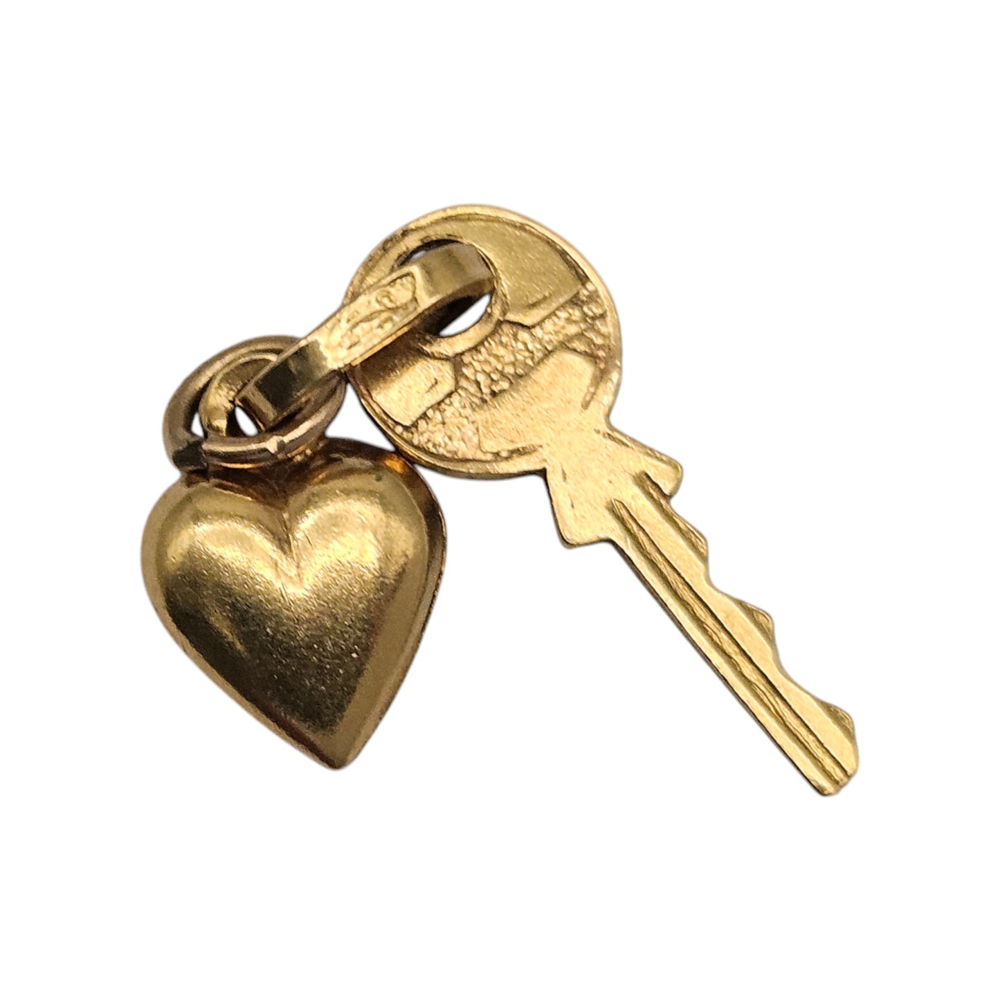 18ct 750 Yellow Gold Key & Heart Charm L 1.7 cm 1.2 g.