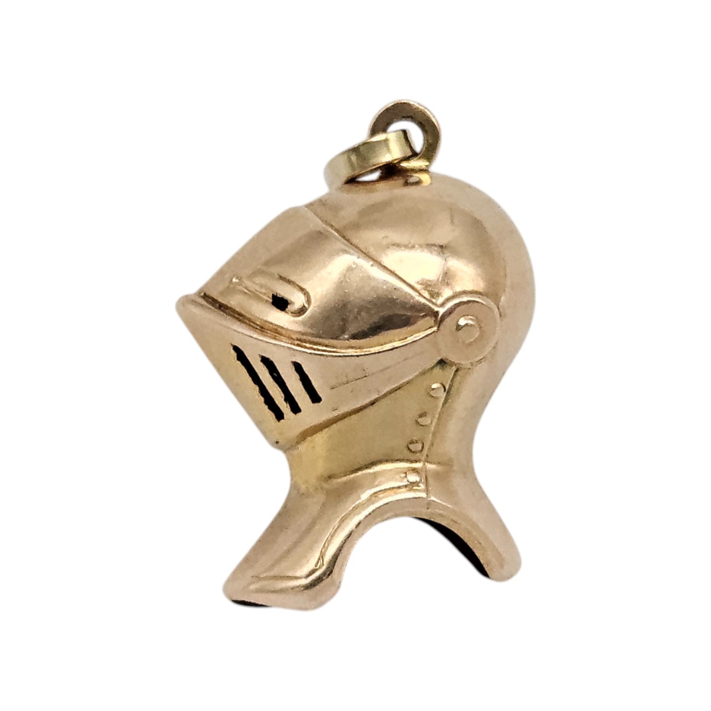 9ct 375 Yellow Gold Knight's Helmet Pendant 1964 L 2.0 cm 2.0 g.