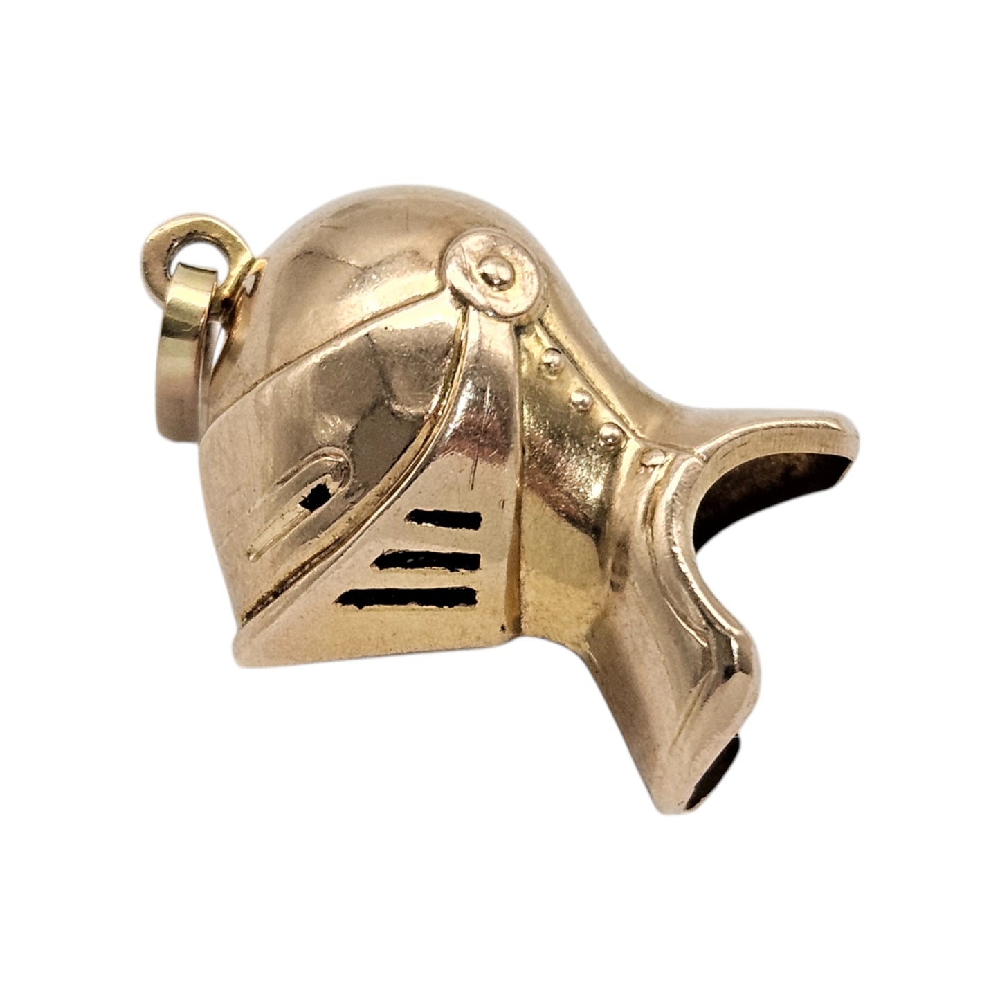 9ct 375 Yellow Gold Knight's Helmet Pendant 1964 L 2.0 cm 2.0 g.