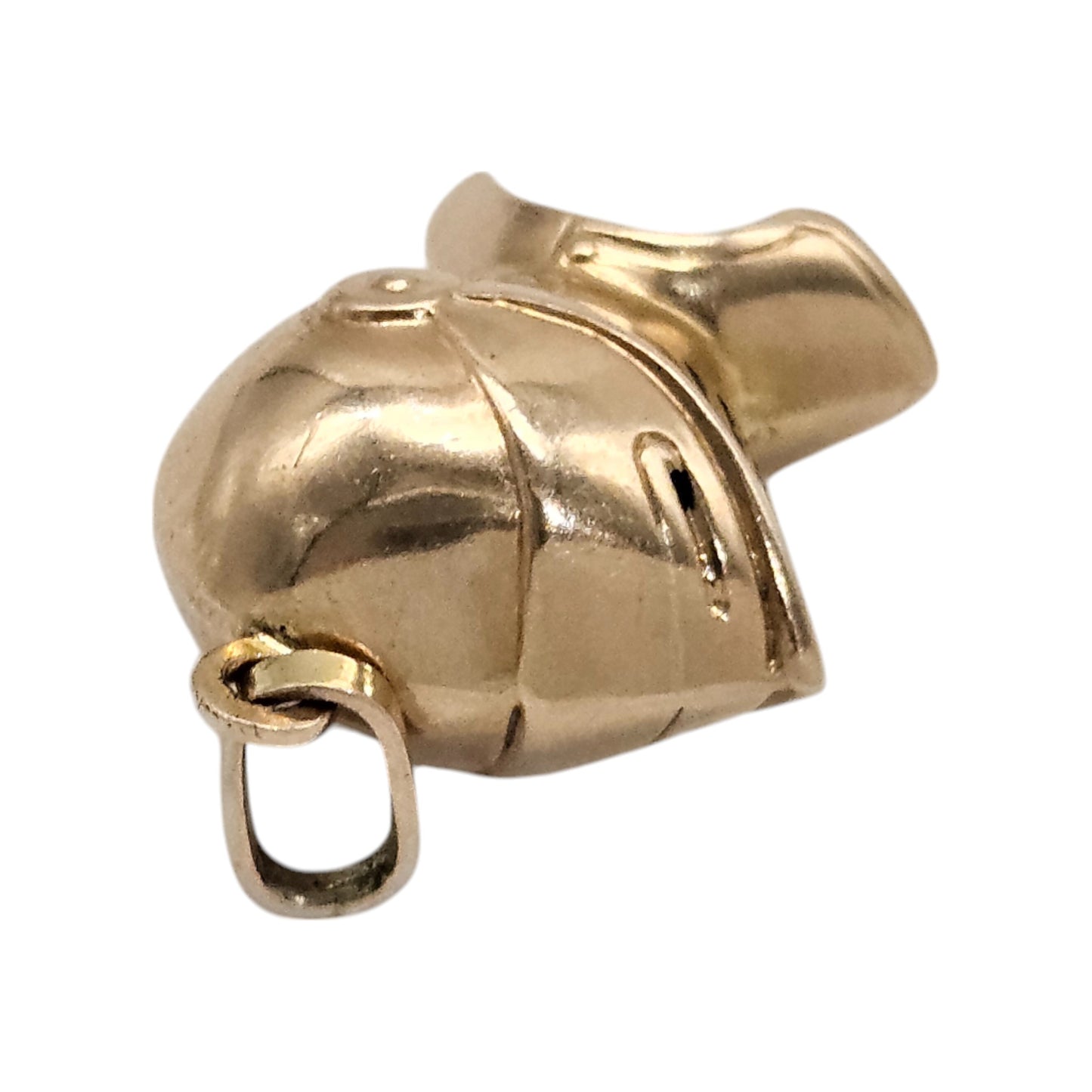 9ct 375 Yellow Gold Knight's Helmet Pendant 1964 L 2.0 cm 2.0 g.