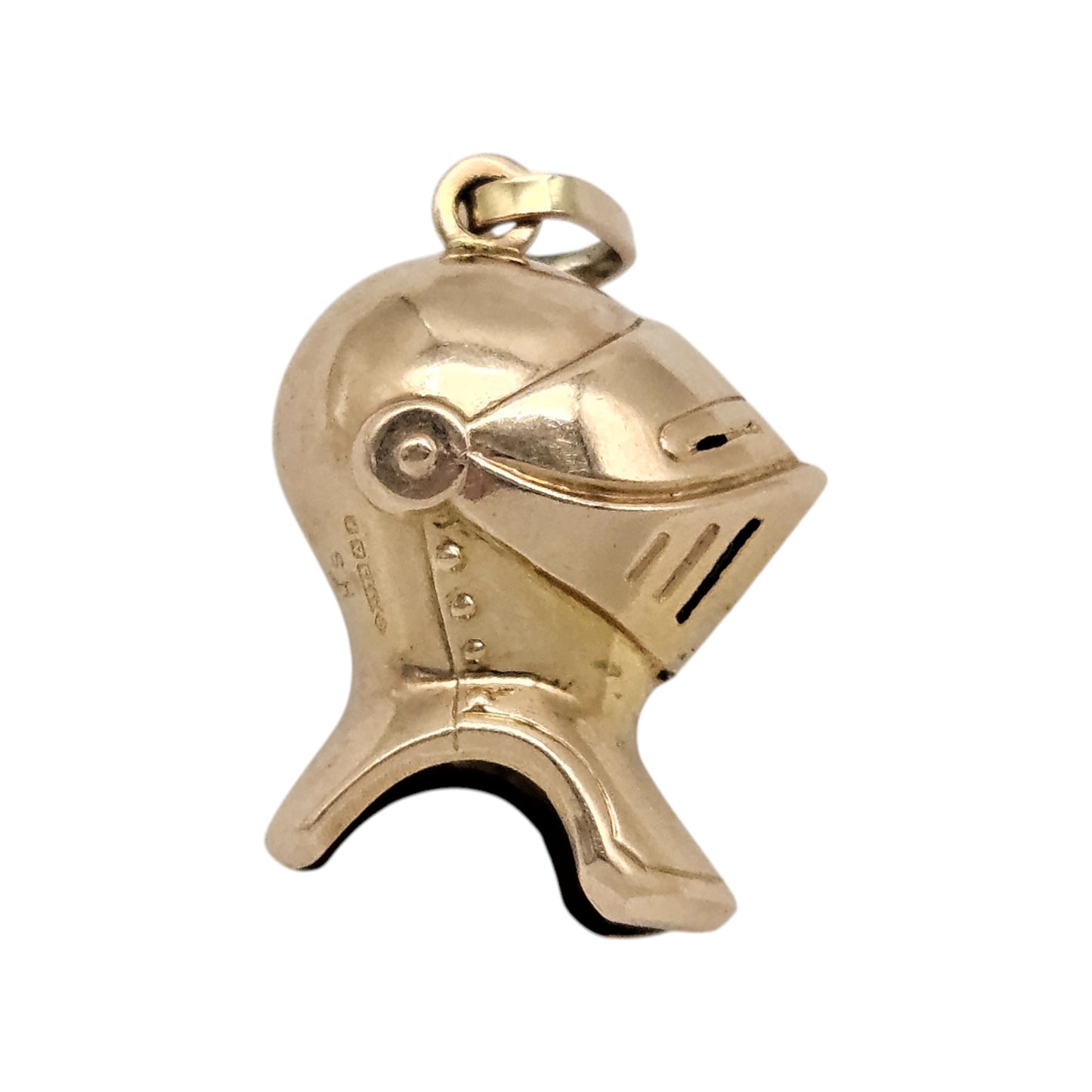 9ct 375 Yellow Gold Knight's Helmet Pendant 1964 L 2.0 cm 2.0 g.