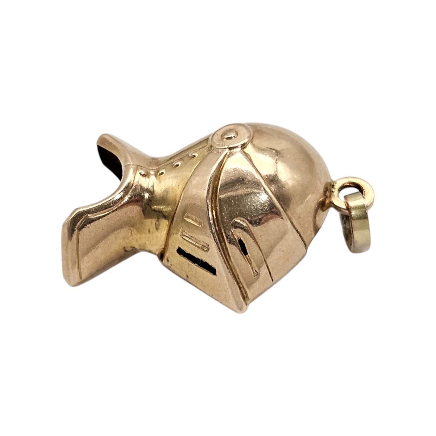 9ct 375 Yellow Gold Knight's Helmet Pendant 1964 L 2.0 cm 2.0 g.