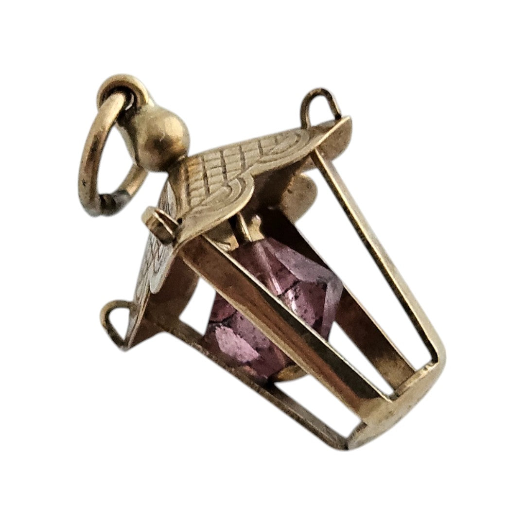 9ct 375 Yellow Gold Lantern Charm 1977 L 1.6 cm 1.2 g.