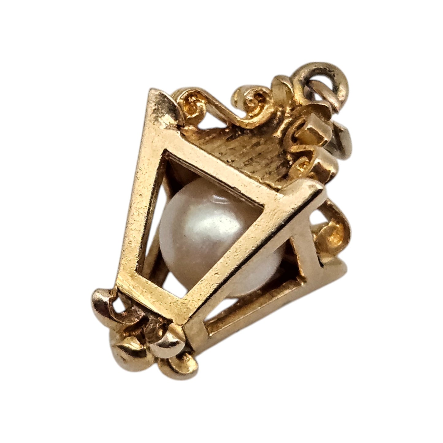 9ct 375 Yellow Gold Lantern Charm 1961 L 1.8 cm 3.5 g.