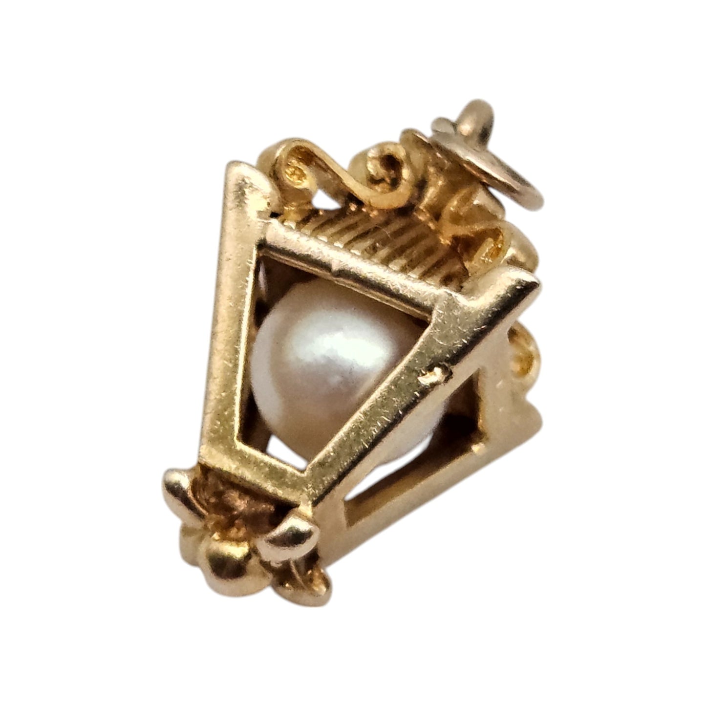 9ct 375 Yellow Gold Lantern Charm 1961 L 1.8 cm 3.5 g.