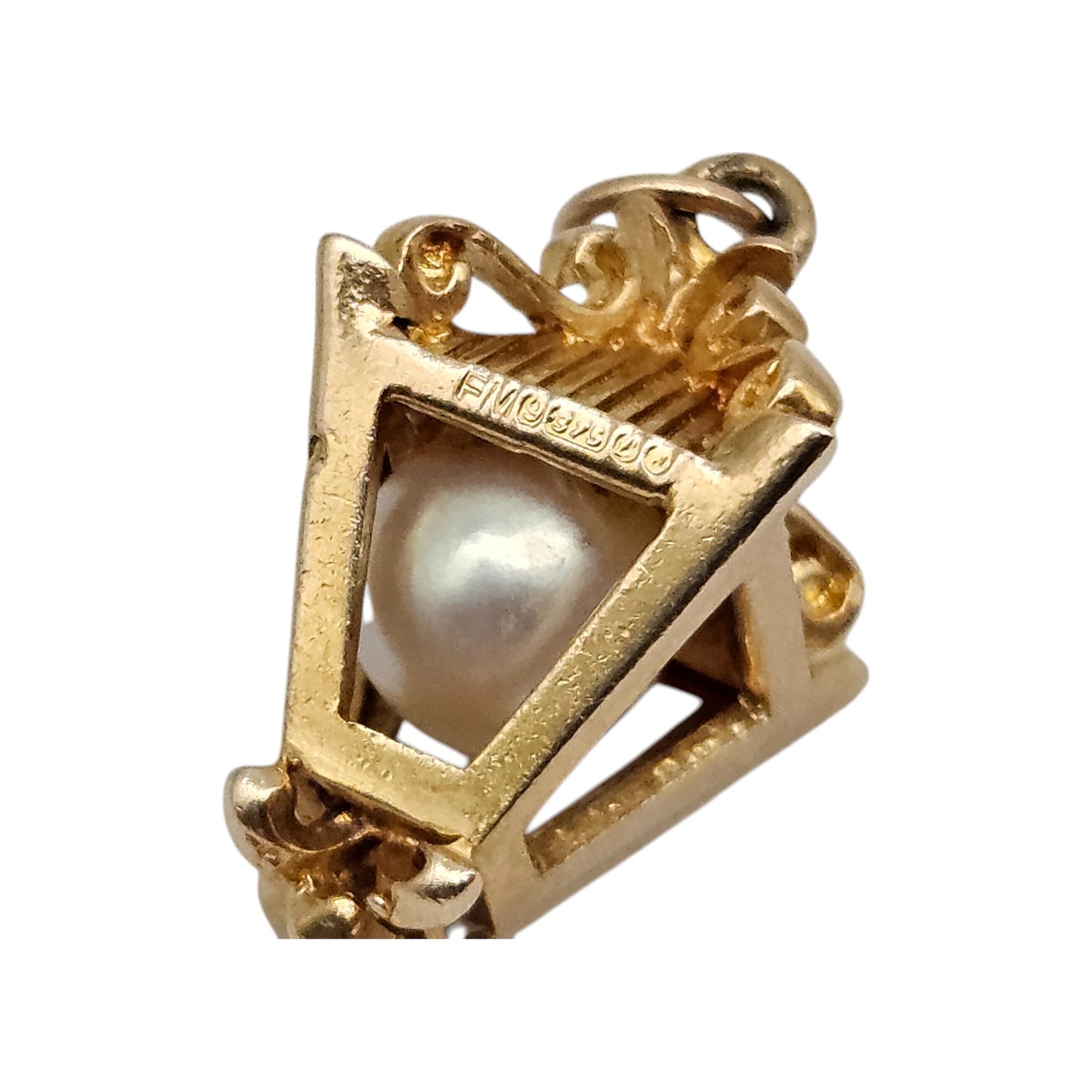 9ct 375 Yellow Gold Lantern Charm 1961 L 1.8 cm 3.5 g.