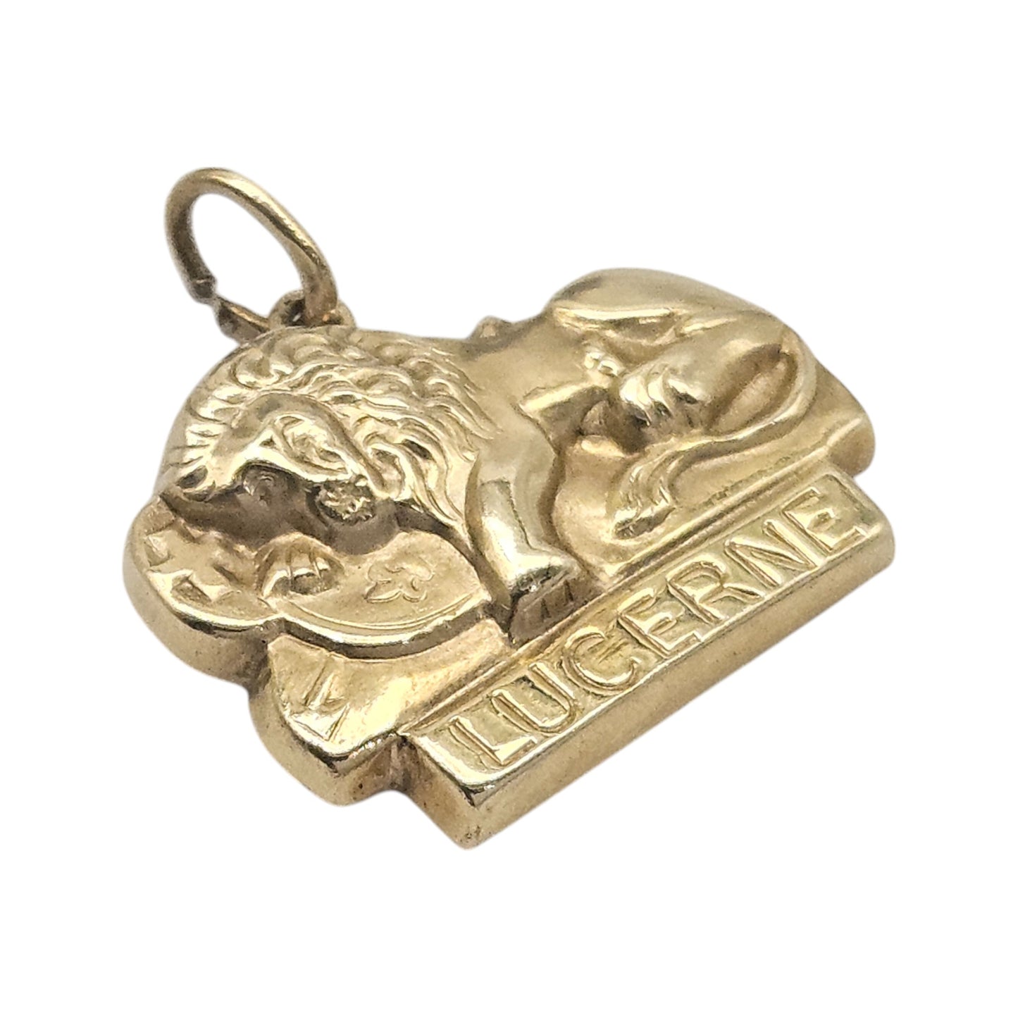 Unusual 9ct Yellow Gold Lucerne Lion Charm L 1.9 cm 1.2 g.
