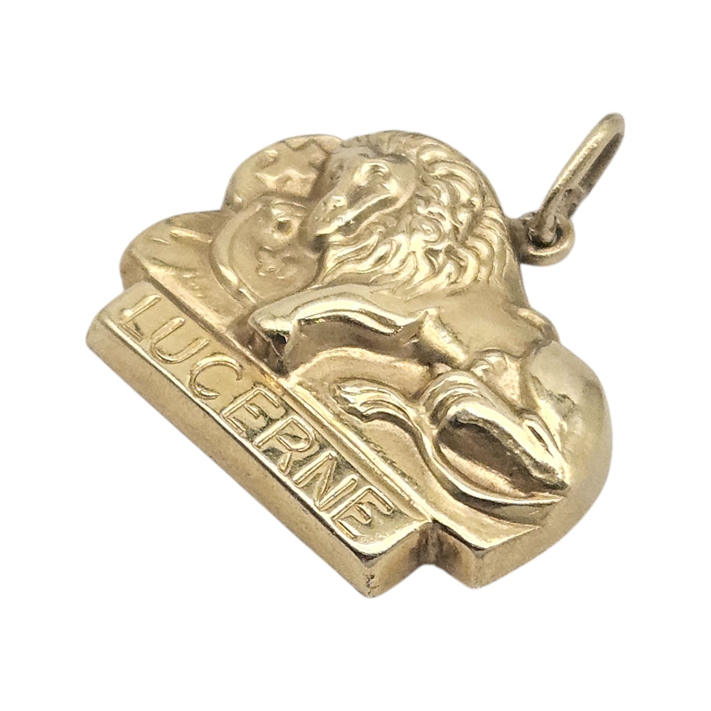 Unusual 9ct Yellow Gold Lucerne Lion Charm L 1.9 cm 1.2 g.