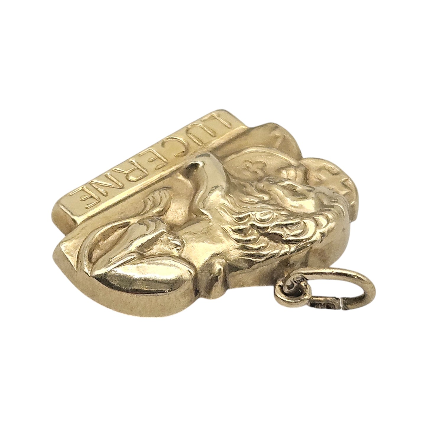 Unusual 9ct Yellow Gold Lucerne Lion Charm L 1.9 cm 1.2 g.