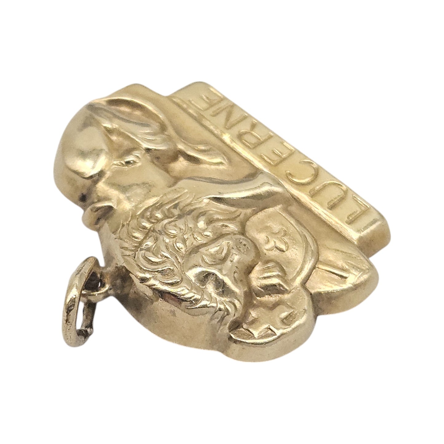 Unusual 9ct Yellow Gold Lucerne Lion Charm L 1.9 cm 1.2 g.