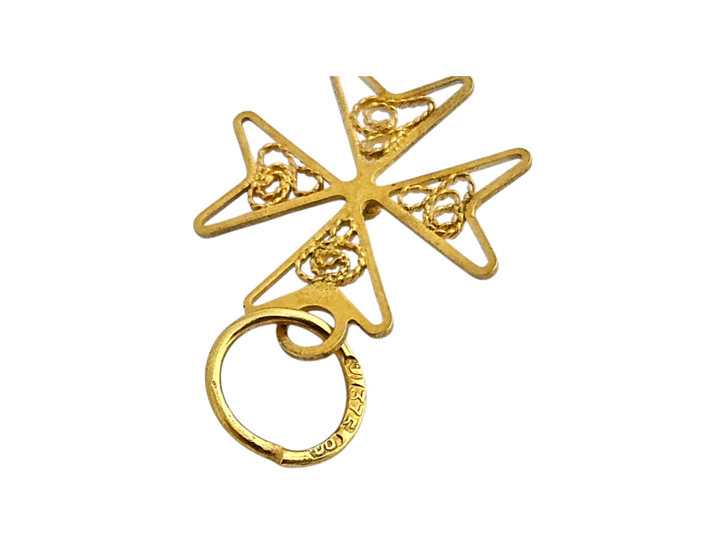 9ct 375 Yellow Gold Maltese Cross Charm or Pendant 1.2 cm 0.3 g.