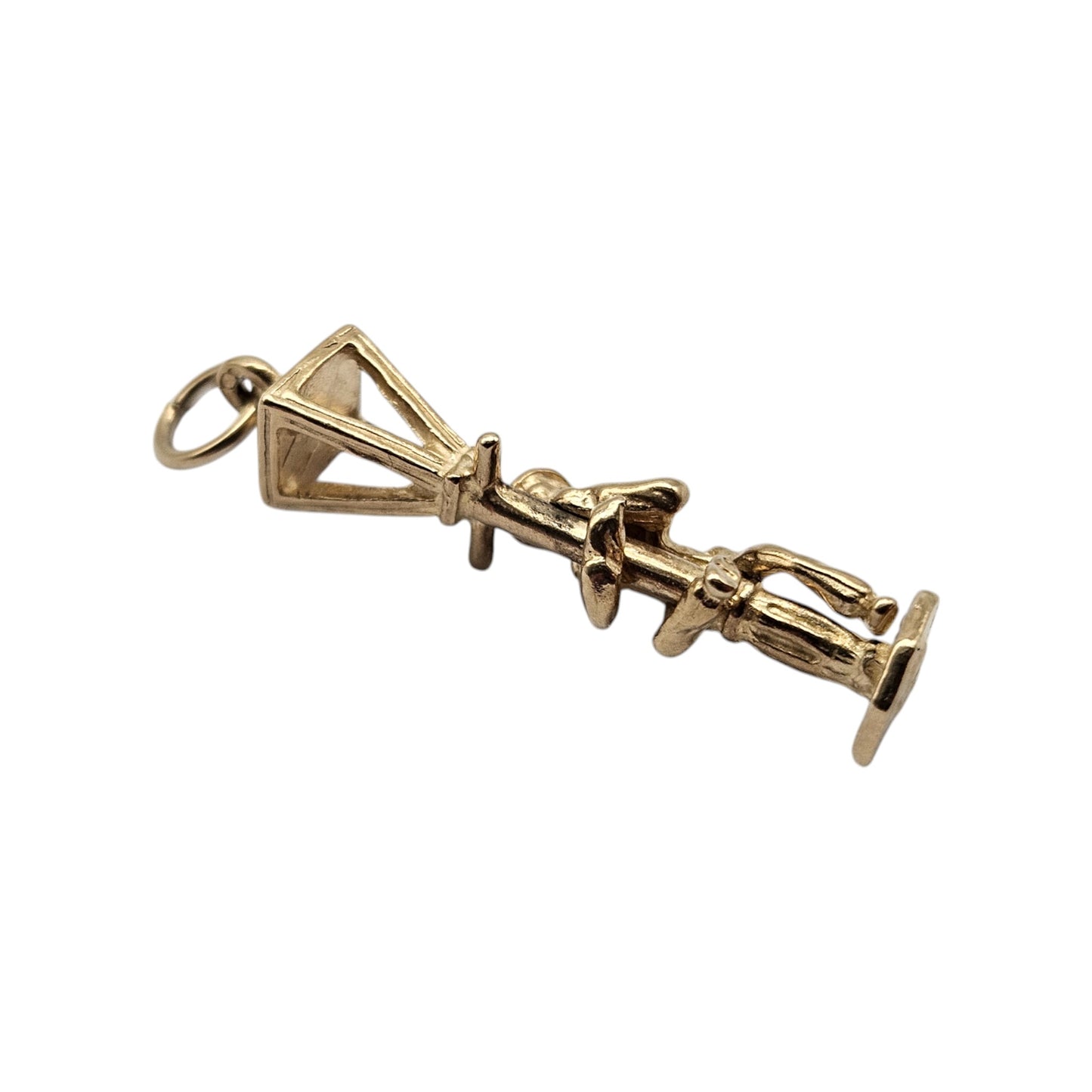 Amusing 9ct 375 Yellow Gold Man on Lamp Post Articulated Charm L 2.2 cm 1.8 g.