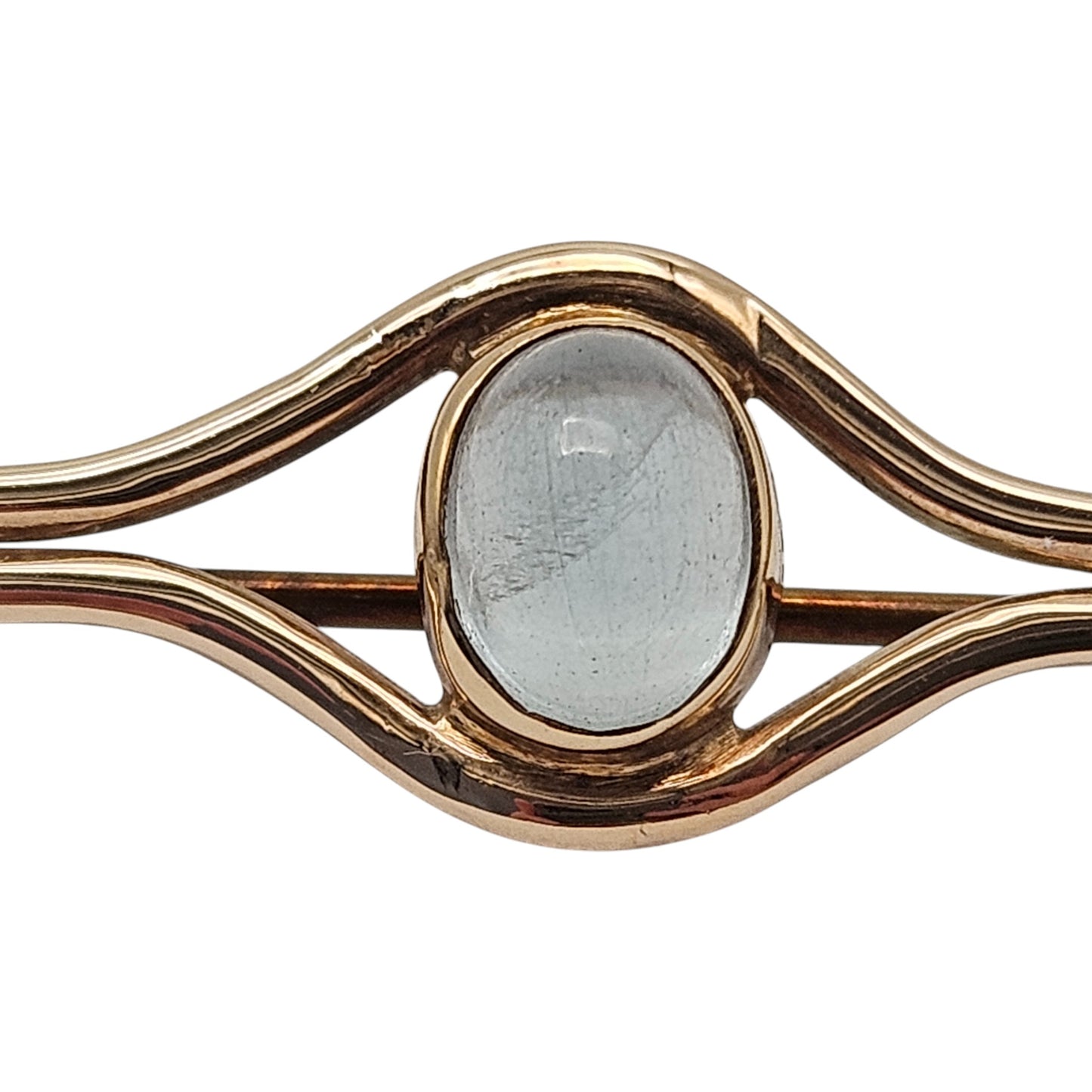9ct 375 Yellow Gold Moonstone Brooch 1978 L 5.2 cm 4.1 g.