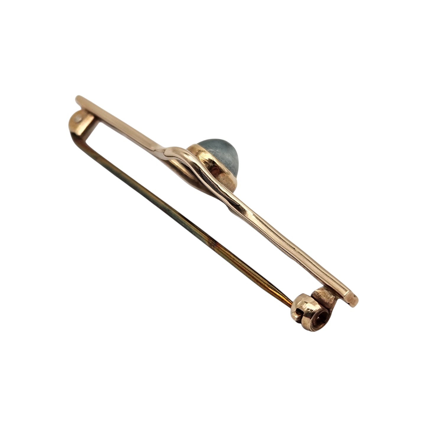 9ct 375 Yellow Gold Moonstone Brooch 1978 L 5.2 cm 4.1 g.