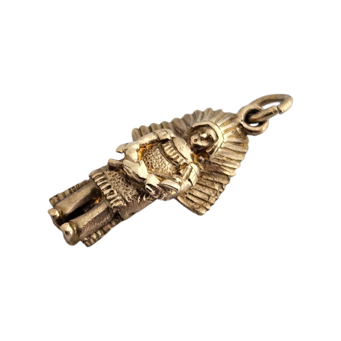 9ct 375 Yellow Gold Native American Man Charm 1965 L 1.9 cm 2.2 g