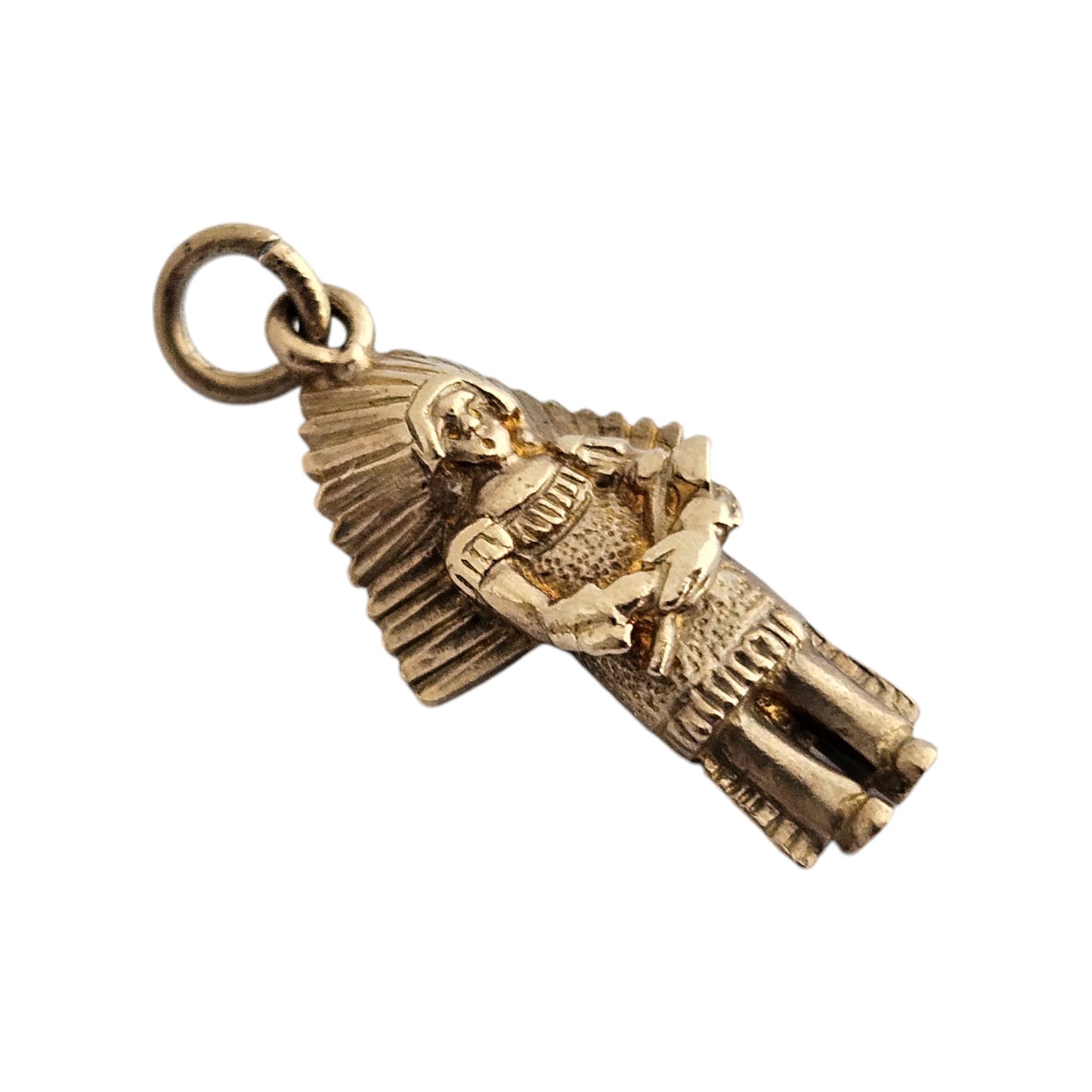 9ct 375 Yellow Gold Native American Man Charm 1965 L 1.9 cm 2.2 g