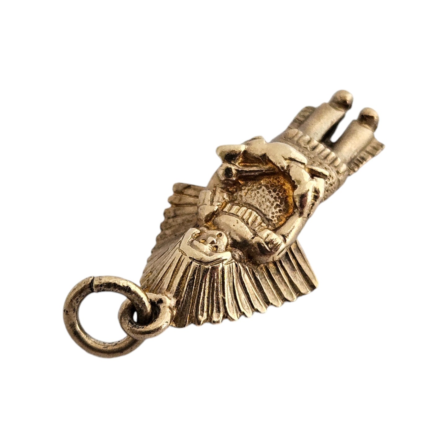 9ct 375 Yellow Gold Native American Man Charm 1965 L 1.9 cm 2.2 g
