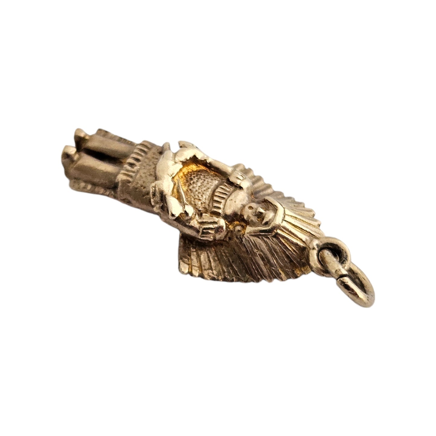 9ct 375 Yellow Gold Native American Man Charm 1965 L 1.9 cm 2.2 g