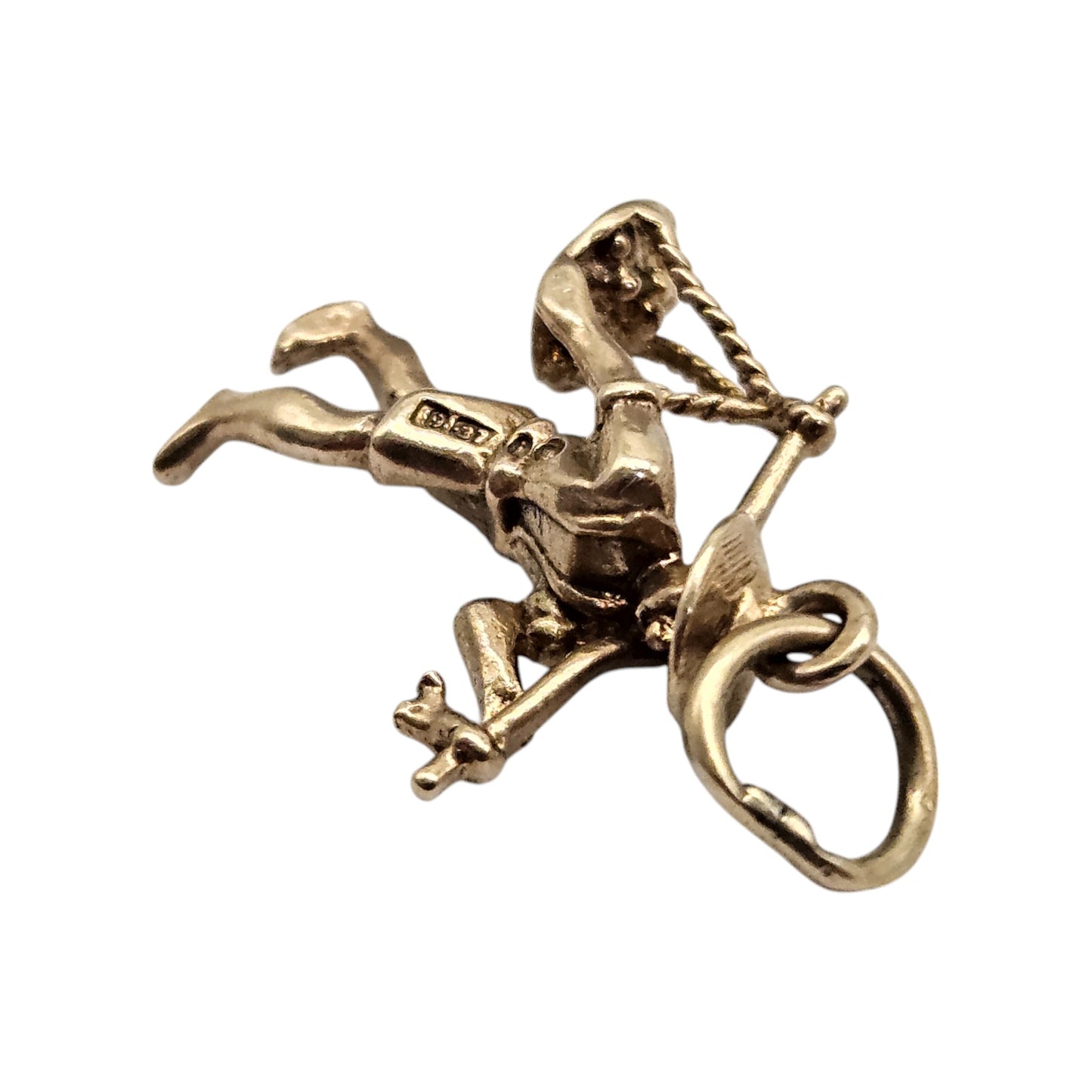9ct 375 Yellow Gold Oriental Man Charm 1964 L 1.6 cm 1.8 g.