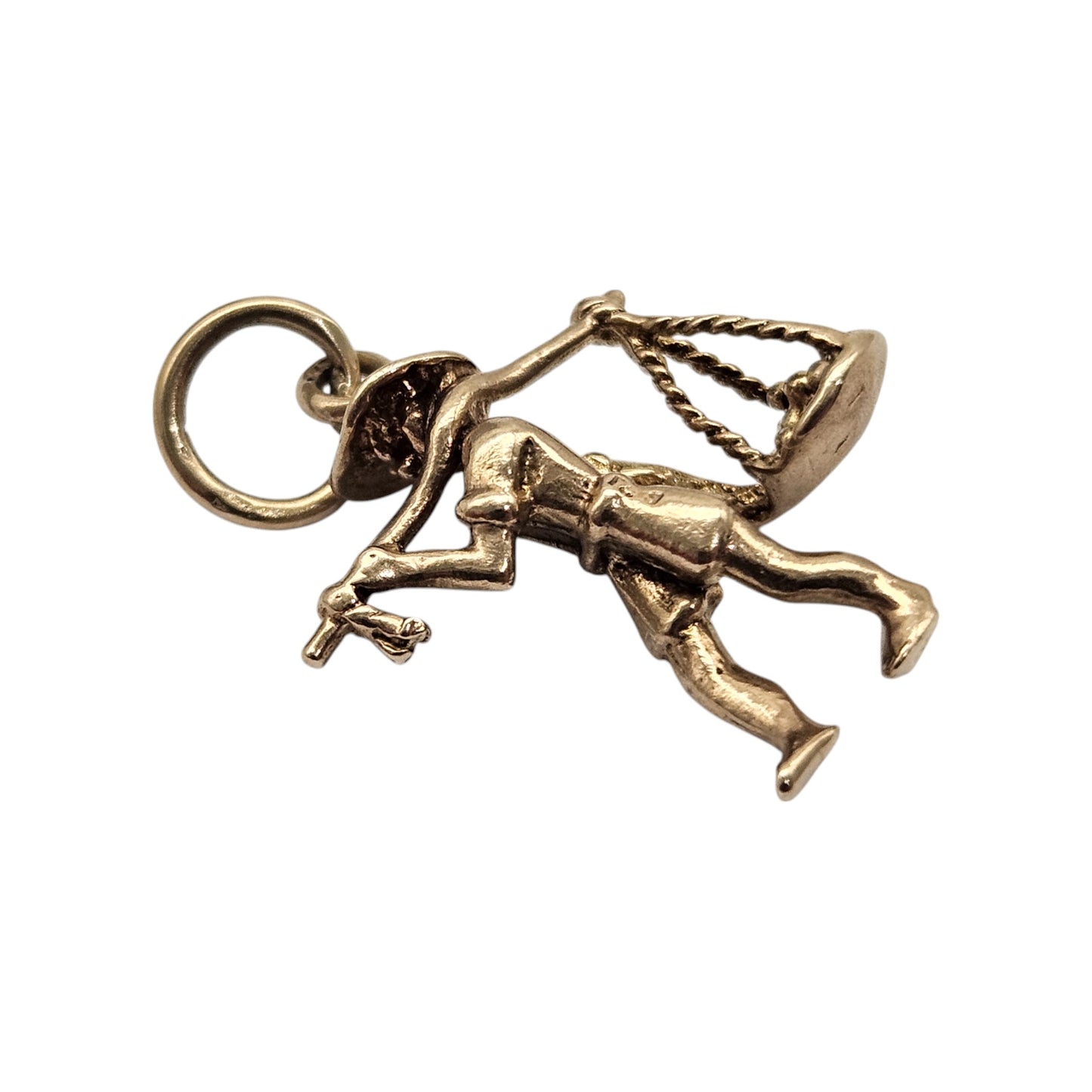 9ct 375 Yellow Gold Oriental Man Charm 1964 L 1.6 cm 1.8 g.
