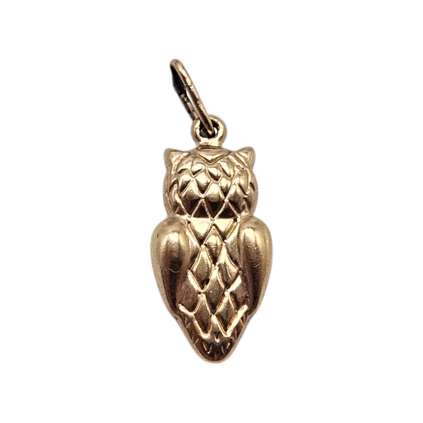 9ct Yellow Gold Owl Charm With Blue Eyes L 1.4 cm 0.5 g.