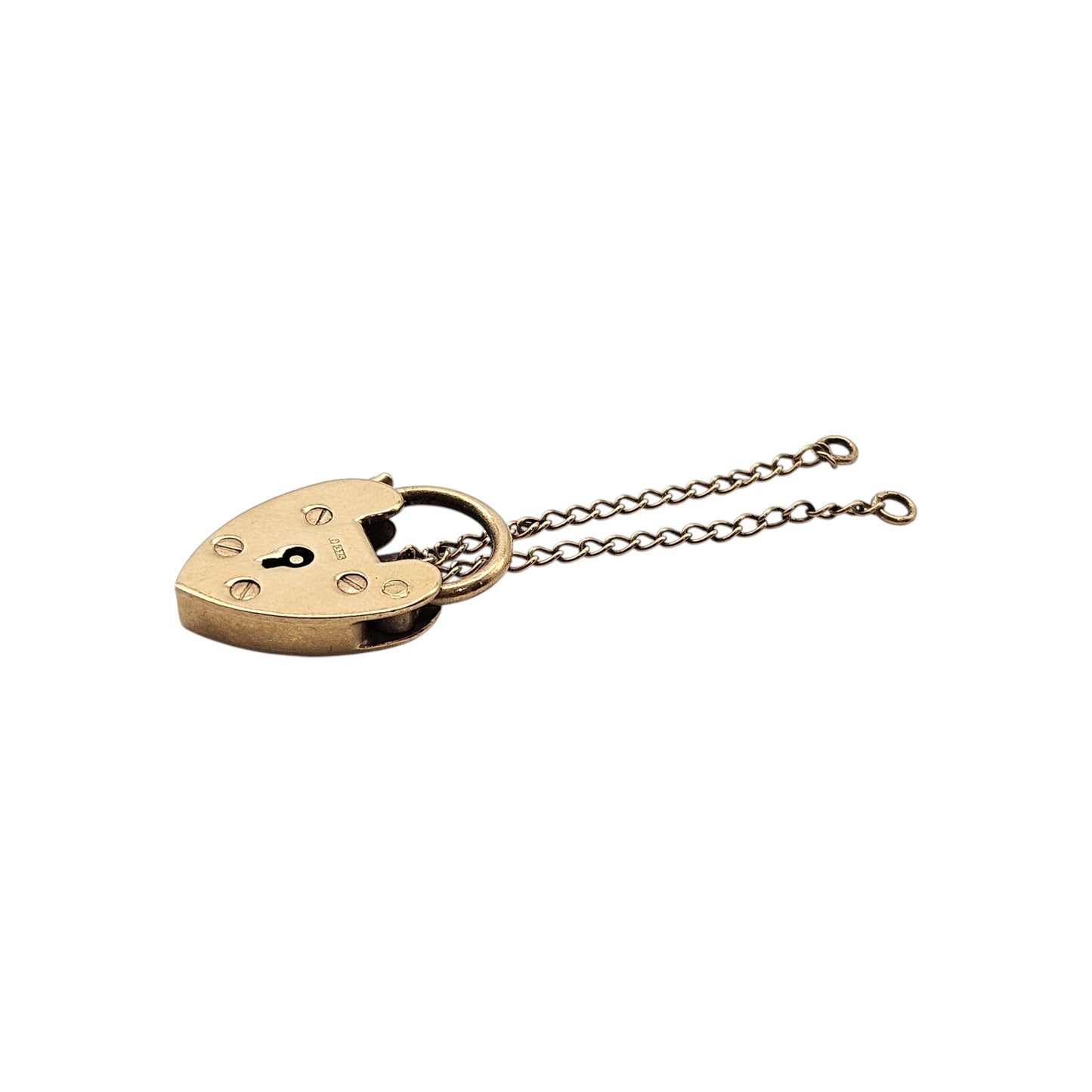 Georg Jensen 9ct 375 Yellow Gold Heart Shaped Padlock 1965 L 1.9 cm 2.6 g.