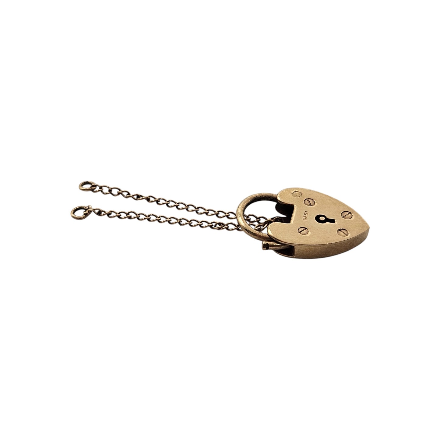 Georg Jensen 9ct 375 Yellow Gold Heart Shaped Padlock 1965 L 1.9 cm 2.6 g.