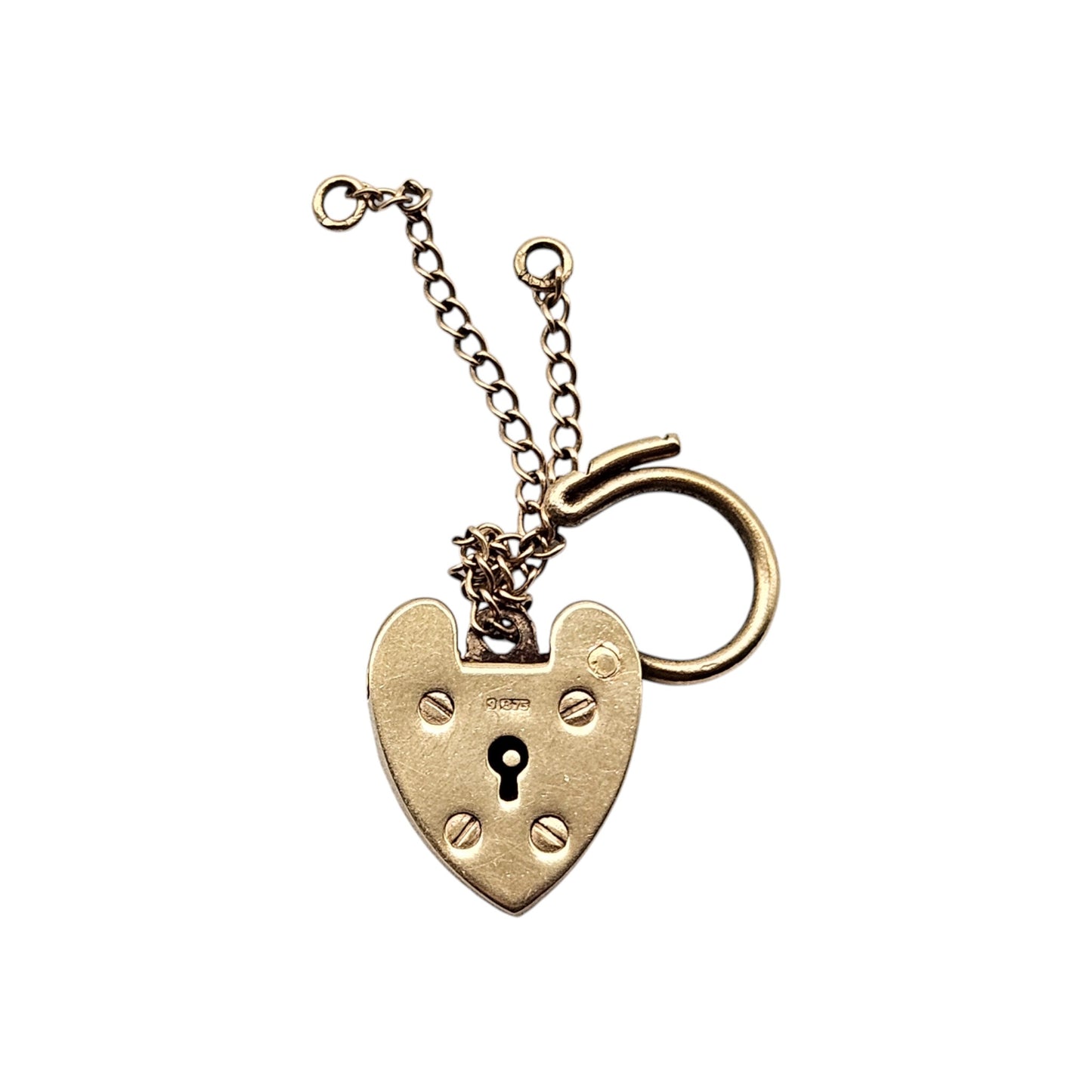 Georg Jensen 9ct 375 Yellow Gold Heart Shaped Padlock 1965 L 1.9 cm 2.6 g.