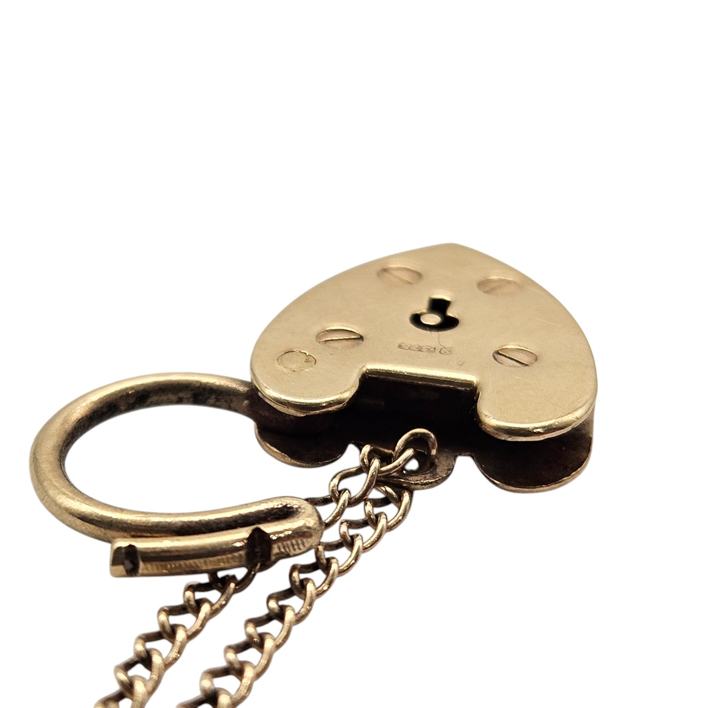 Georg Jensen 9ct 375 Yellow Gold Heart Shaped Padlock 1965 L 1.9 cm 2.6 g.