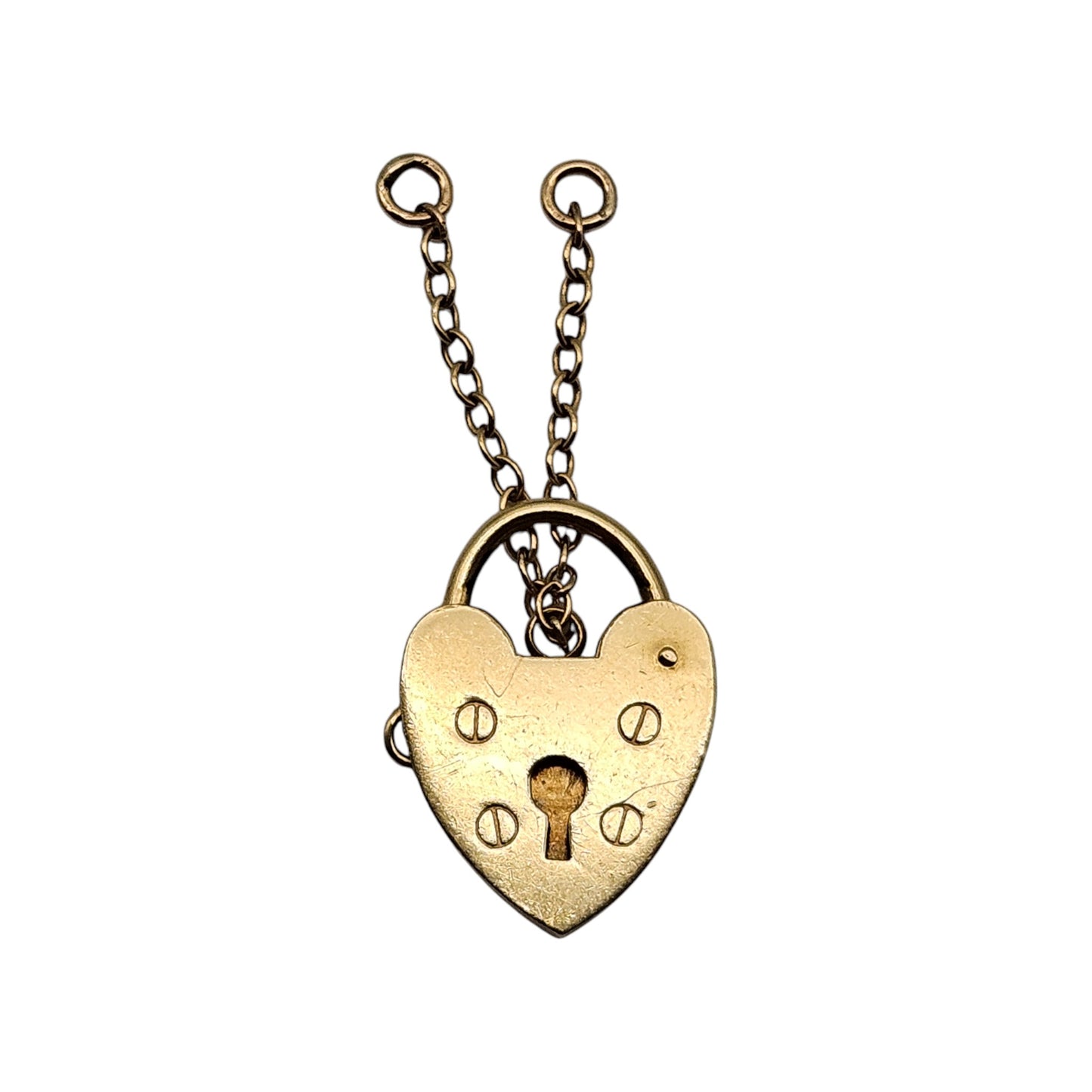 Unusual 9ct 375 Yellow Gold Heart Shaped Padlock c.1970's L 1.9 cm 2.3 g.